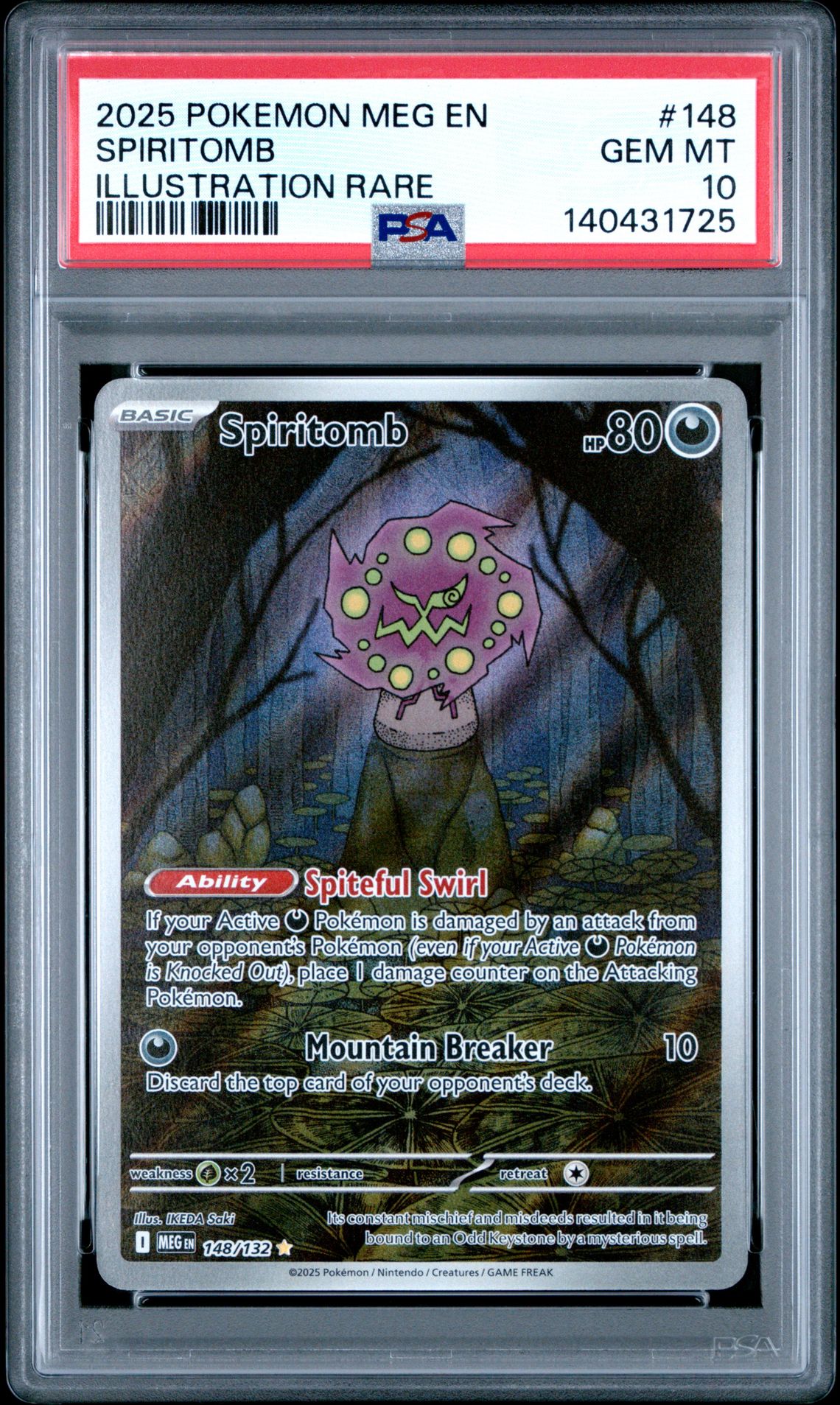 2025 Pokemon Meg En-Mega Evolution Spiritomb #148 (Illustration Rare) Gem Mt 10 front