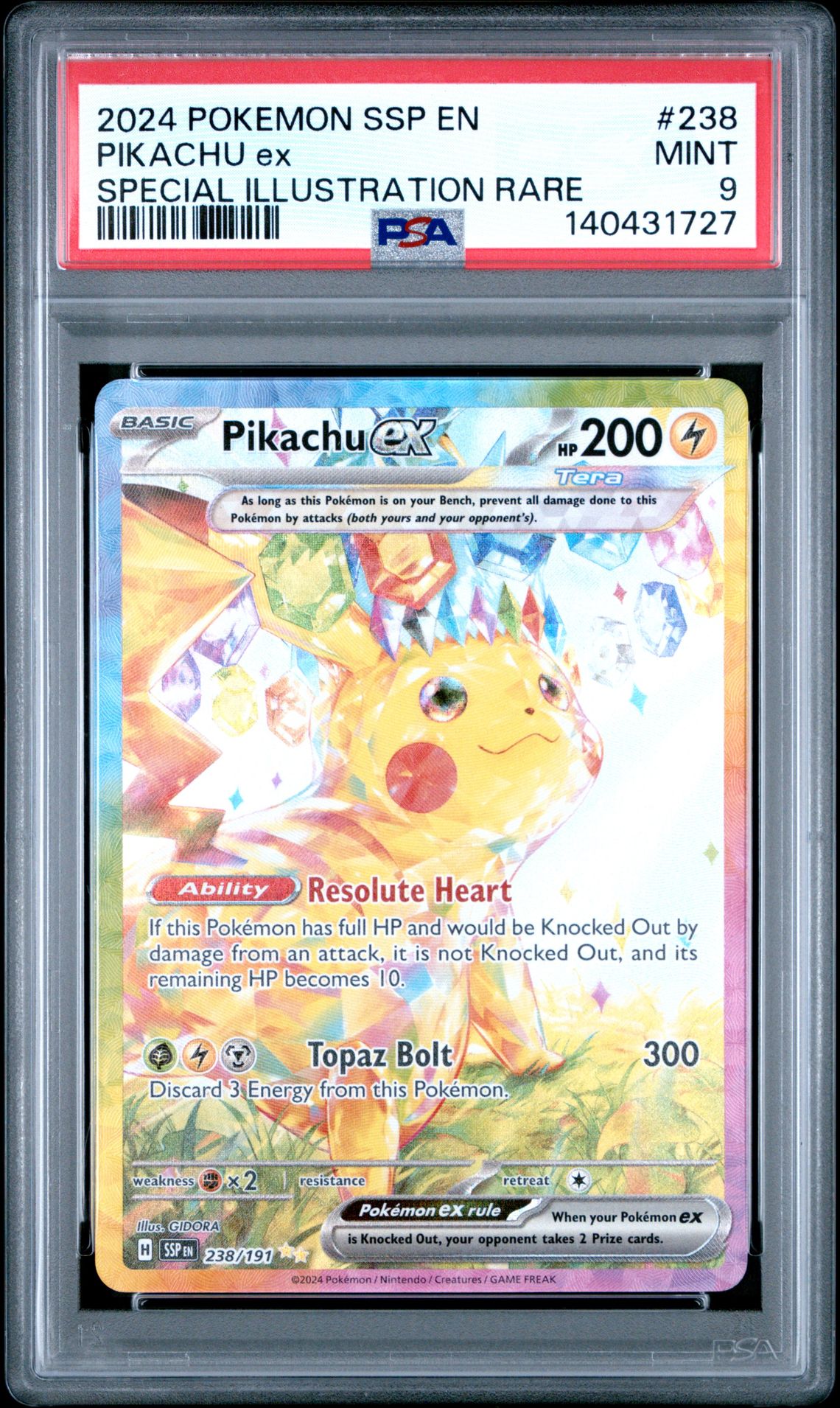 2024 Pokemon Ssp En-Surging Sparks Pikachu Ex #238 (Special Illustration Rare) Mint 9 front