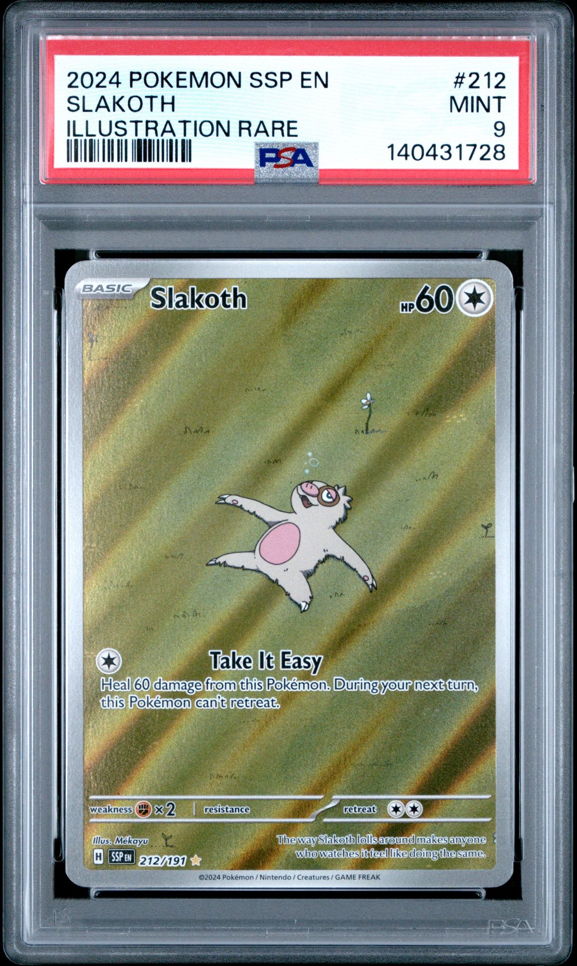 2024 Pokemon Ssp En-Surging Sparks Slakoth #212 (Illustration Rare) Mint 9 front