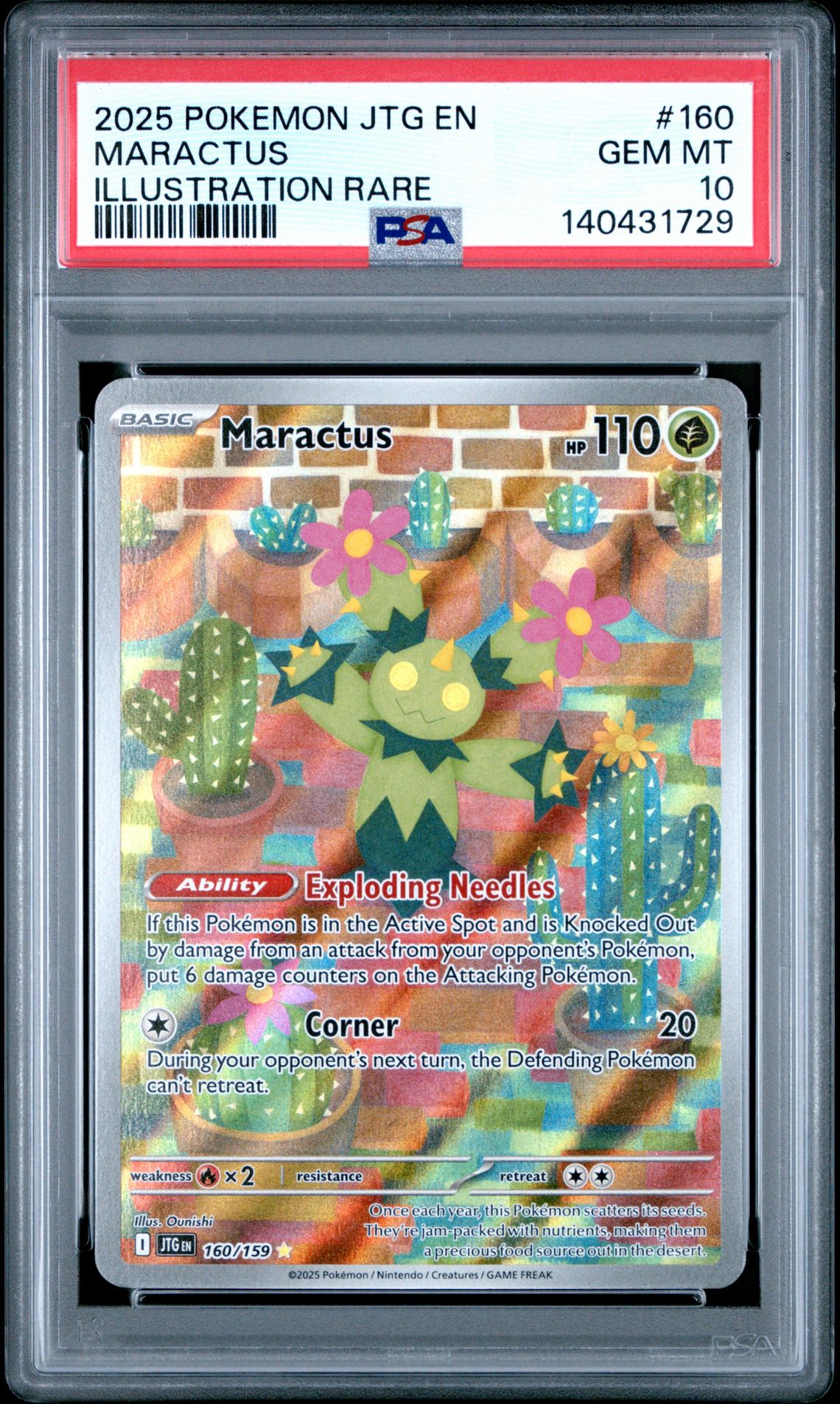 2025 Pokemon Jtg En-Journey Together Maractus #160 (Illustration Rare) Gem Mt 10 front