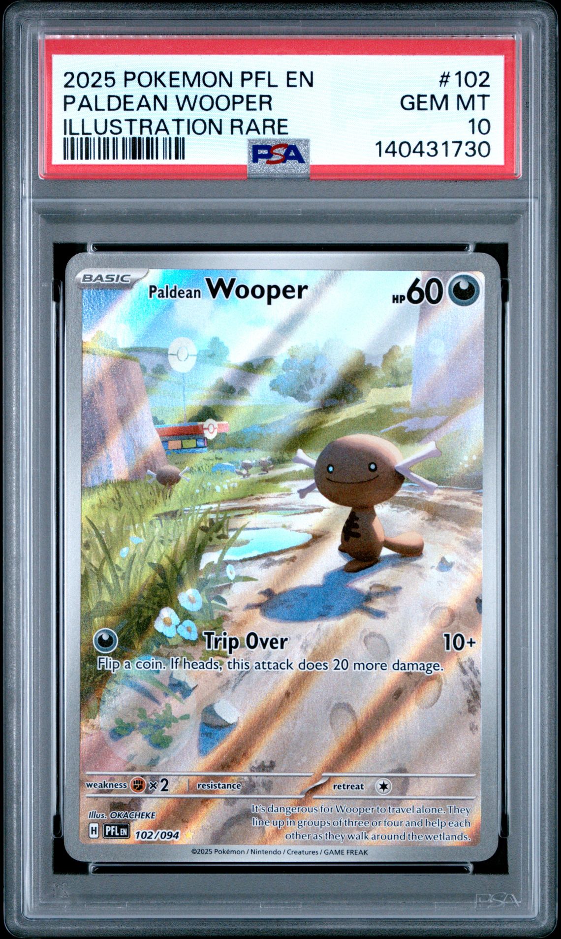 2025 Pokemon Pfl En-Phantasmal Flames Paldean Wooper #102 (Illustration Rare) Gem Mt 10 front