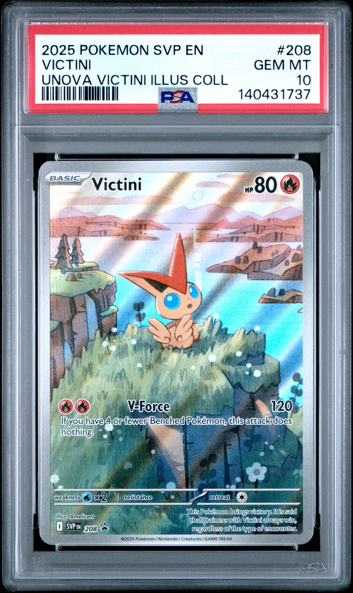 2025 Pokemon Svp En-Sv Black Star Promo Victini #208 (Unova Victini Illus Coll) Gem Mt 10 front
