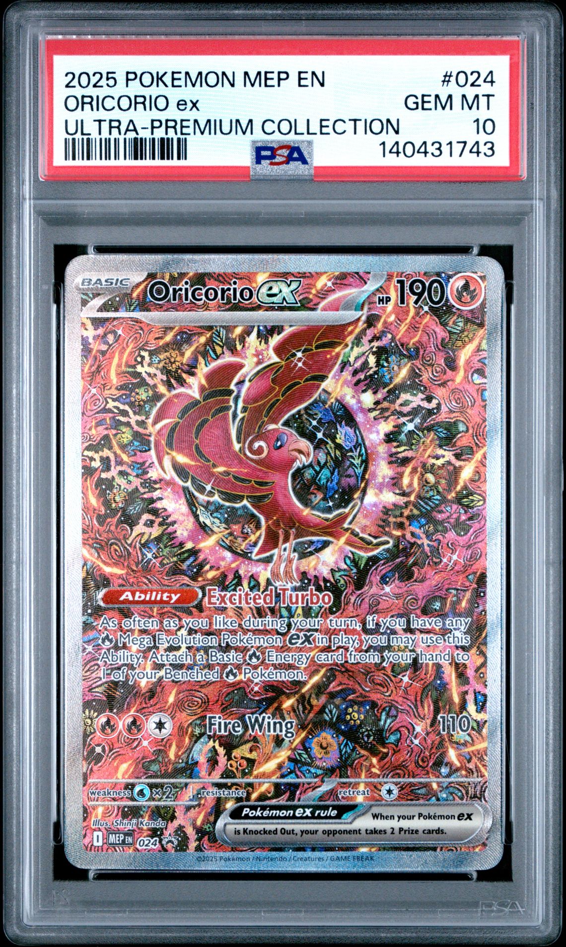 2025 Pokemon Mep En-Me Black Star Promo Oricorio Ex #024 (Ultra-Premium Collection) Gem Mt 10 front