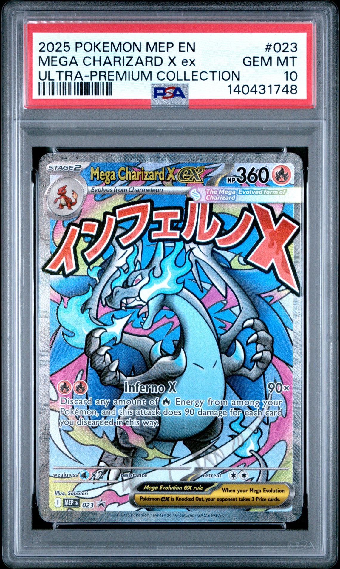 2025 Pokemon Mep En-Me Black Star Promo Mega Charizard X Ex #023 (Ultra-Premium Collection) Gem Mt 10 front