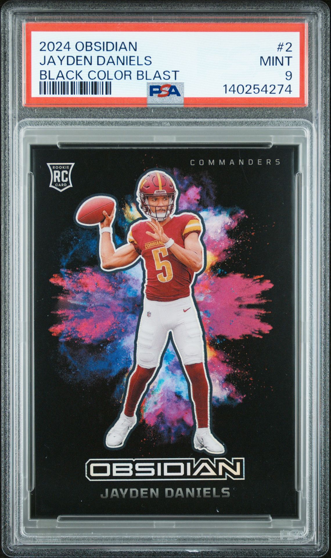 2024 Panini Obsidian Black Color Blast Jayden Daniels #2 Mint 9 front