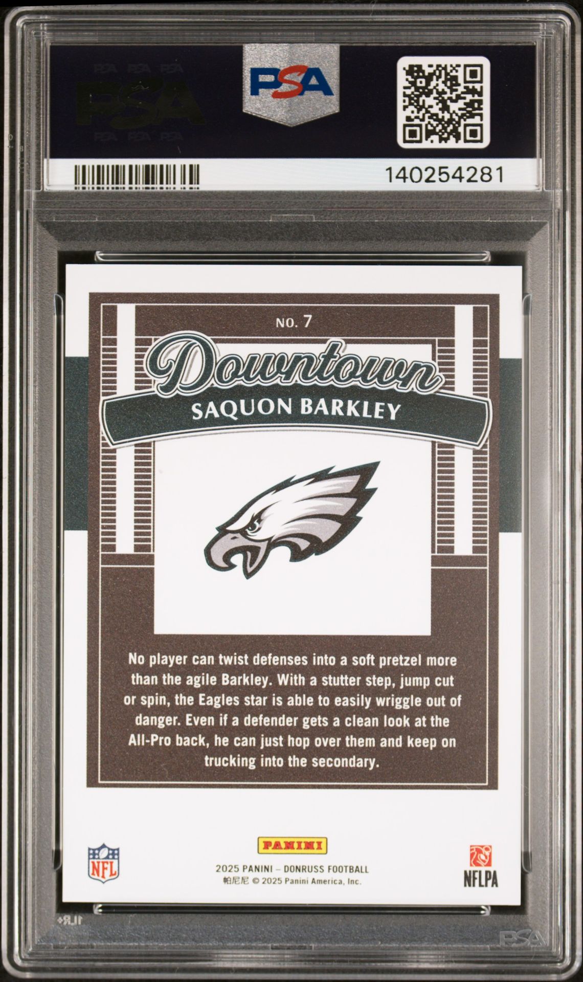 2025 Panini Donruss Downtown! Saquon Barkley #7 Gem Mt 10 back