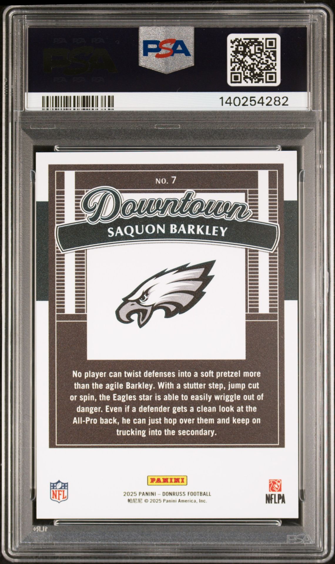 2025 Panini Donruss Downtown! Saquon Barkley #7 Gem Mt 10 back