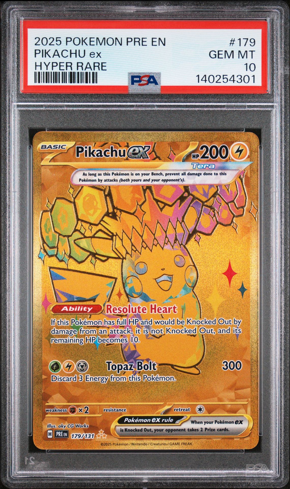 2025 Pokemon Prismatic Evolutions HYPER RARE #179 Pikachu EX front