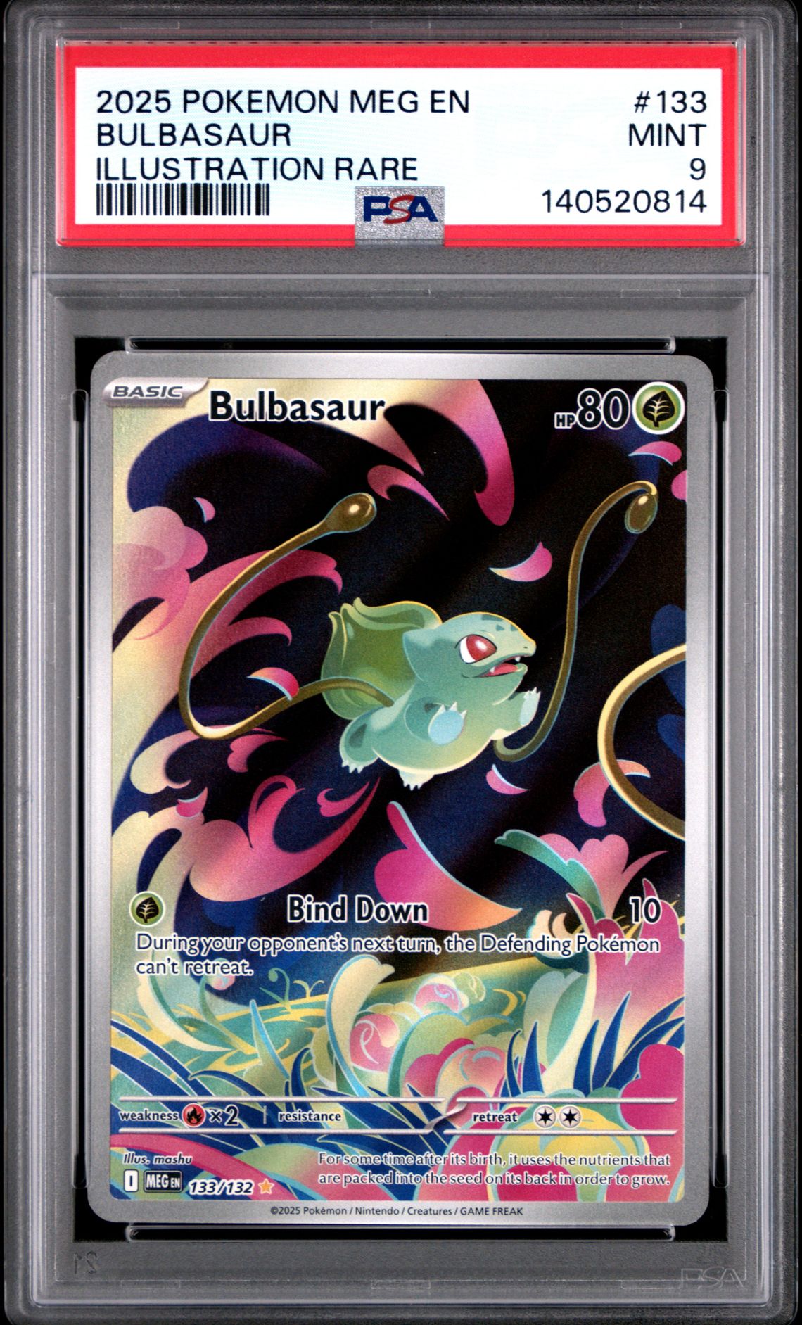 2025 Pokemon Meg En-Mega Evolution Bulbasaur #133 (Illustration Rare) Mint 9 front