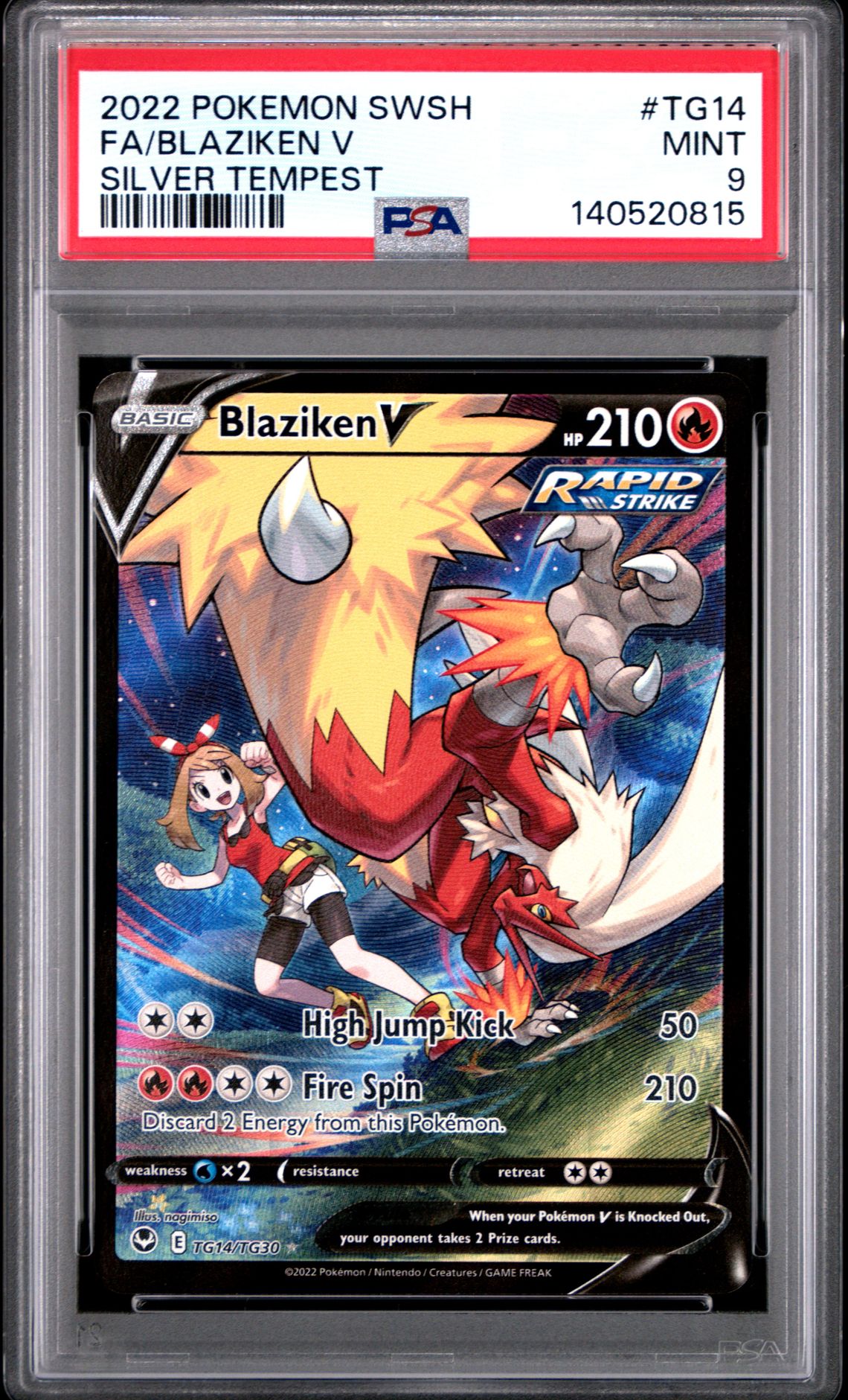 2022 Pokemon Sword & Shield Silver Tempest Fa/Blaziken V #Tg14 (Silver Tempest) Mint 9 front