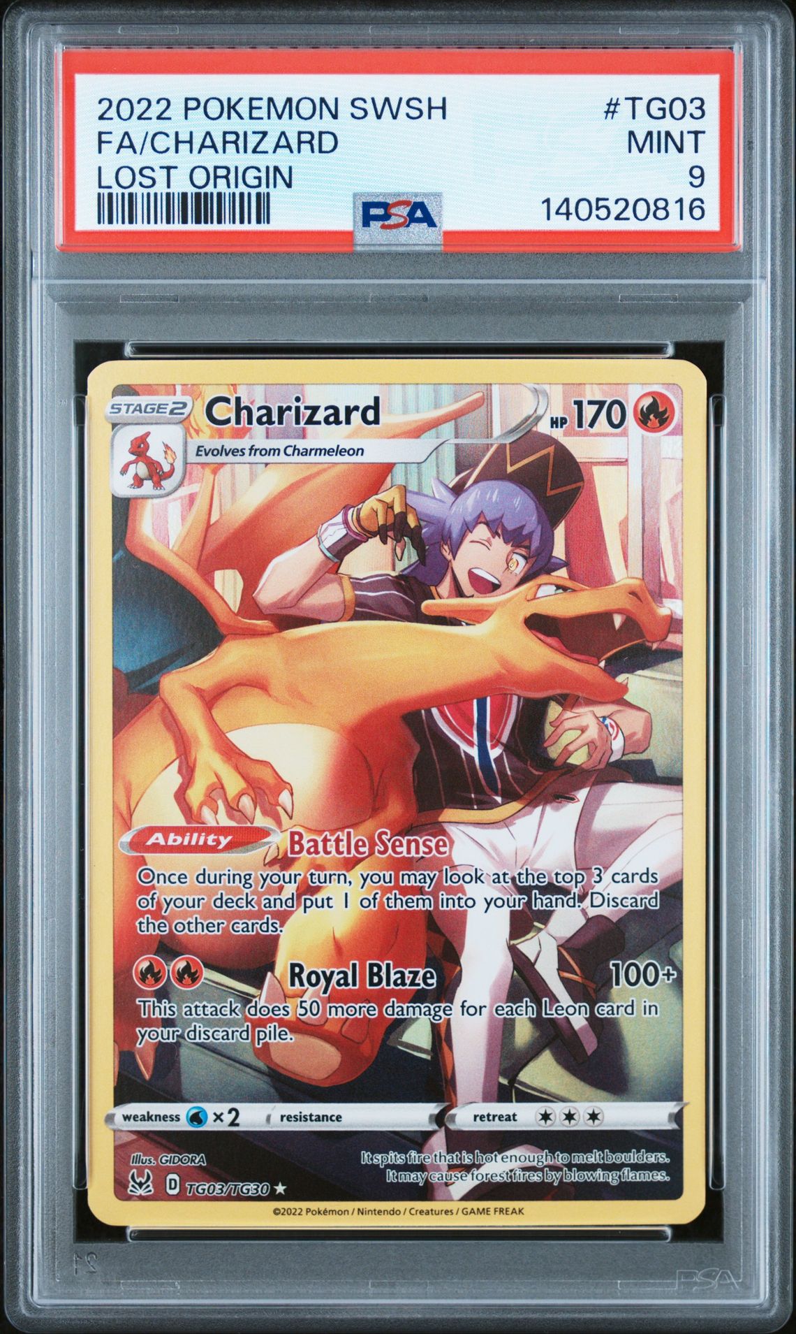 2022 Pokemon Sword & Shield Lost Origin Fa/Charizard #Tg03 (Lost Origin) Mint 9 front