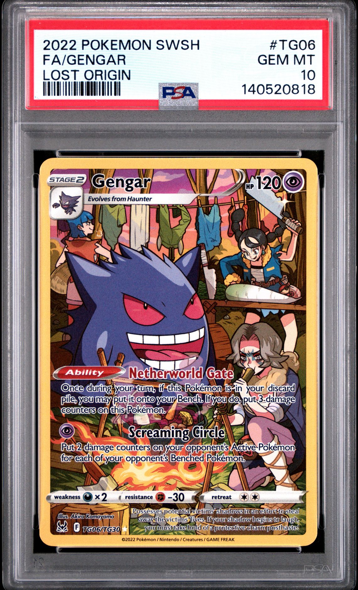 2022 Pokemon Sword & Shield Lost Origin Fa/Gengar #Tg06 (Lost Origin) Gem Mt 10 front
