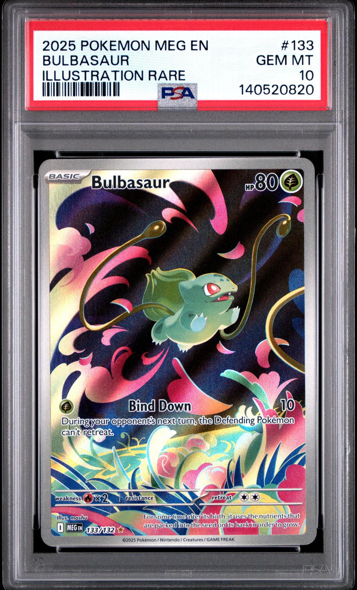 2025 Pokemon Meg En-Mega Evolution Bulbasaur #133 (Illustration Rare) Gem Mt 10 front