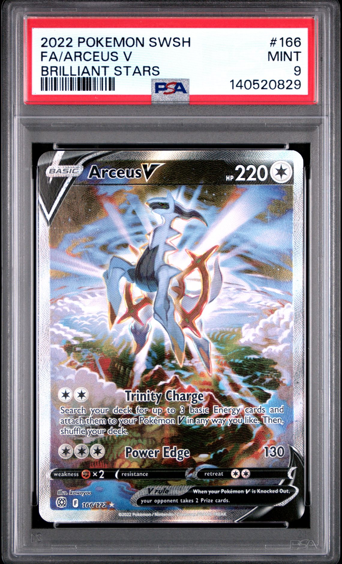 2022 Pokemon Sword & Shield Brilliant Stars Fa/Arceus V #166 (Brilliant Stars) Mint 9 front