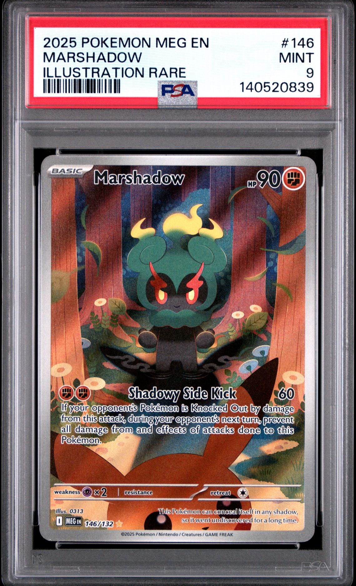 2025 Pokemon Meg En-Mega Evolution Marshadow #146 (Illustration Rare) Mint 9 front