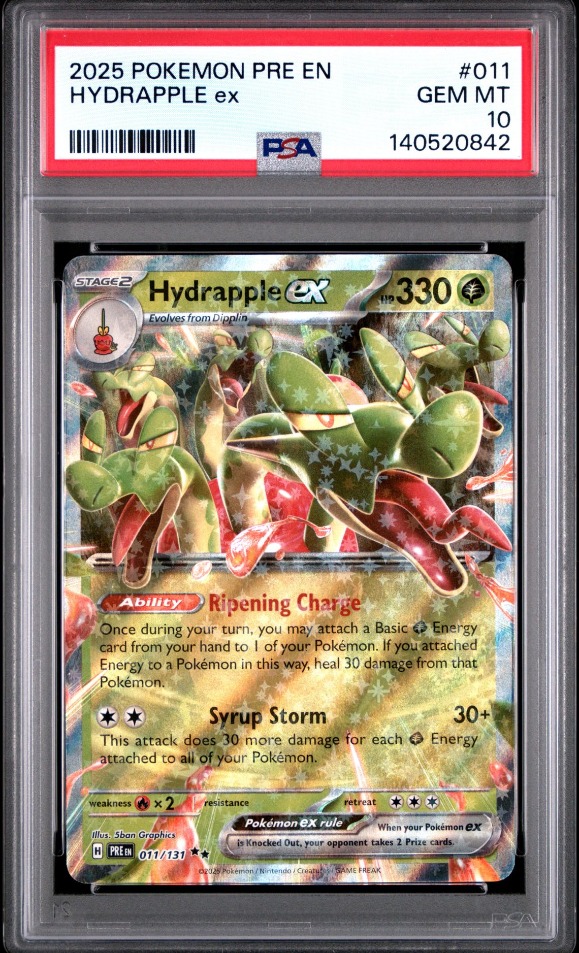 2025 Pokemon Pre En-Prismatic Evolutions Hydrapple Ex #011 Gem Mt 10 front