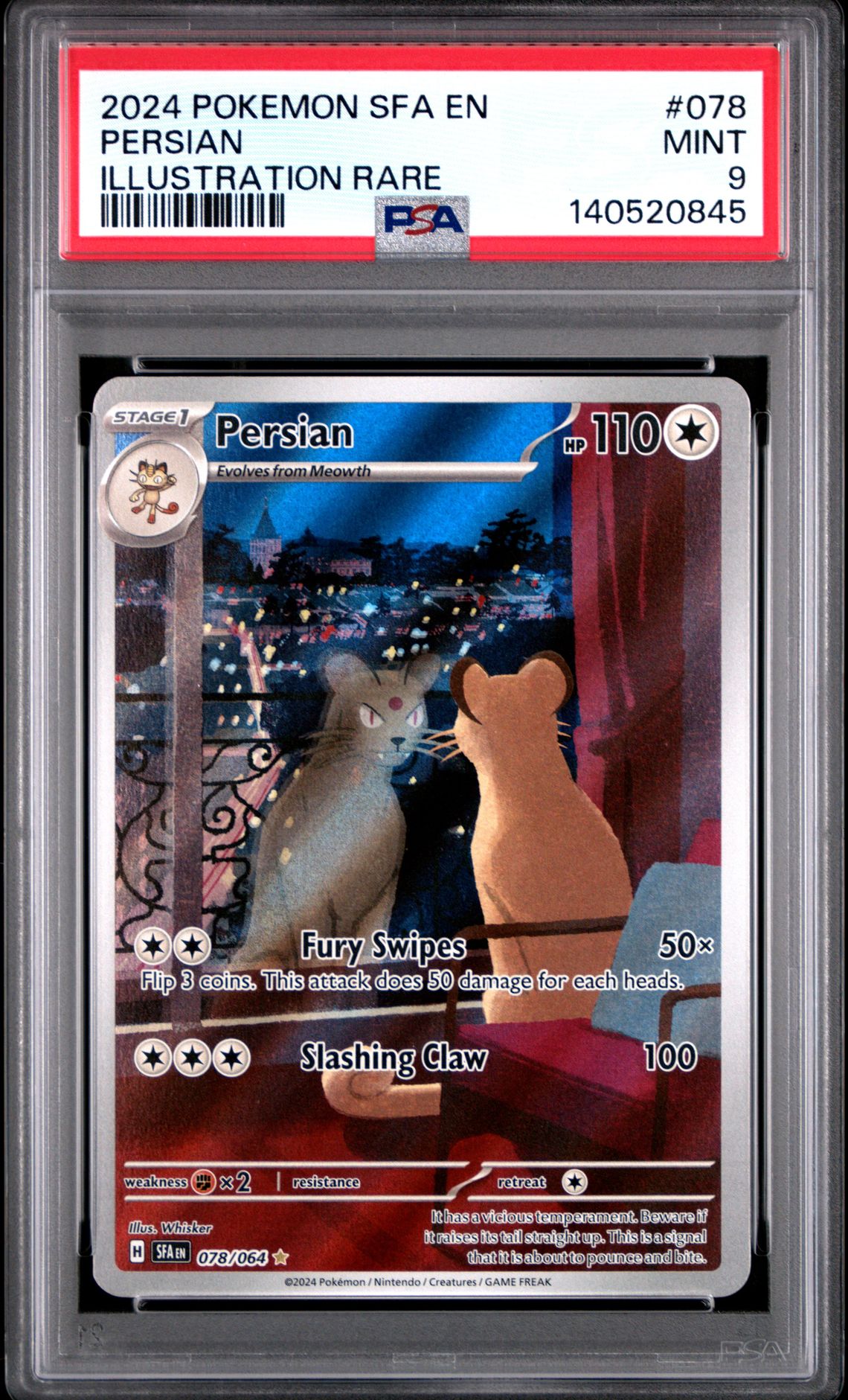 2024 Pokemon Sfa En-Shrouded Fable Persian #078 (Illustration Rare) Mint 9 front