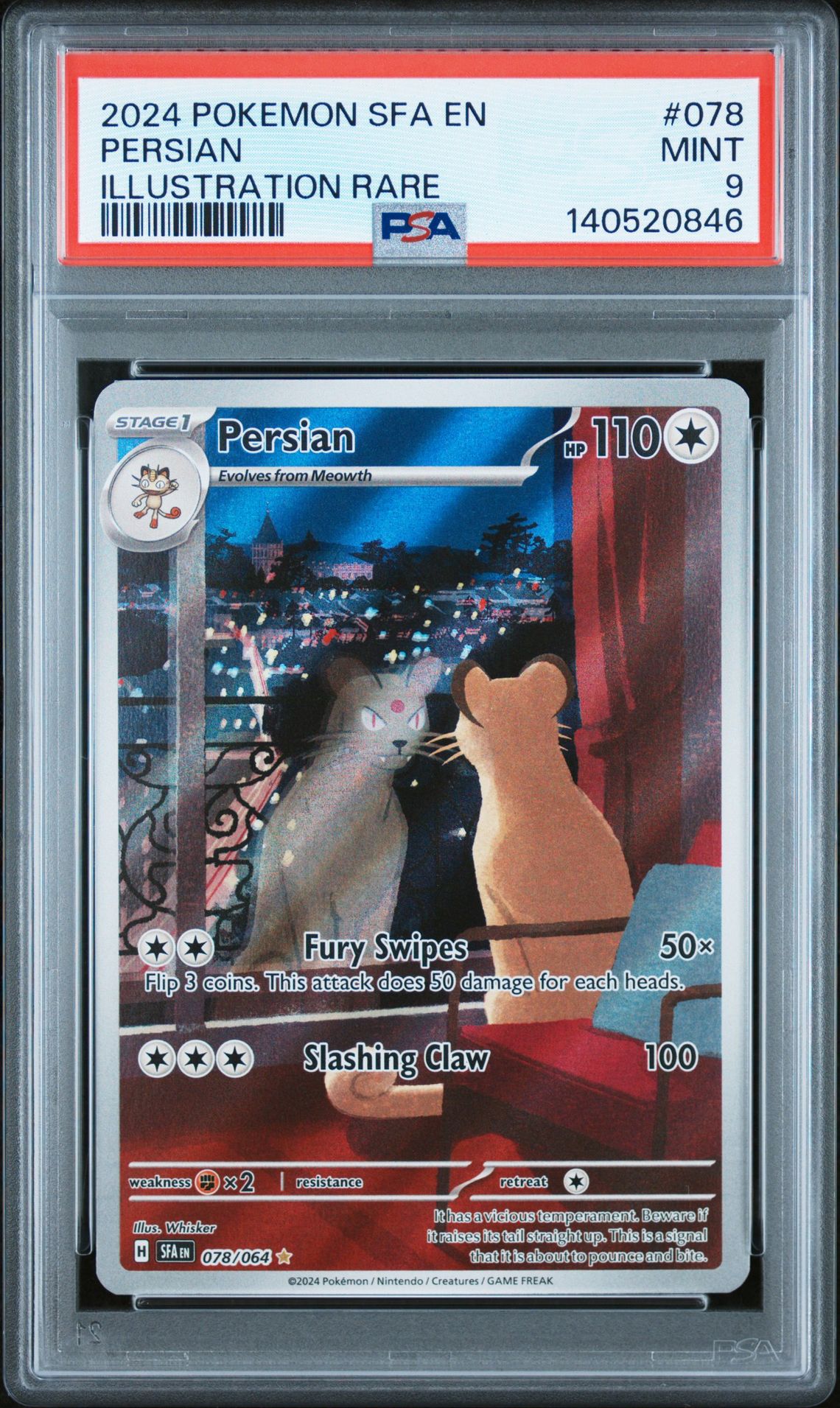 2024 Pokemon Sfa En-Shrouded Fable Persian #078 (Illustration Rare) Mint 9 front