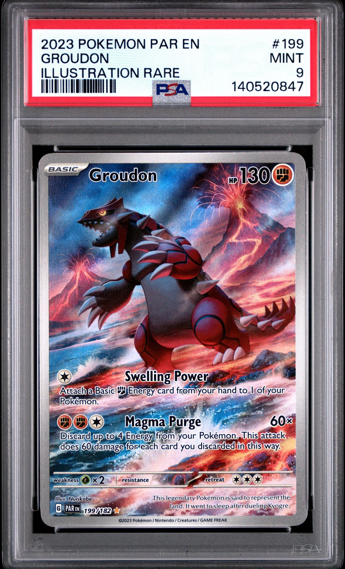 2023 Pokemon Par En-Paradox Rift Groudon #199 (Illustration Rare) Mint 9 front