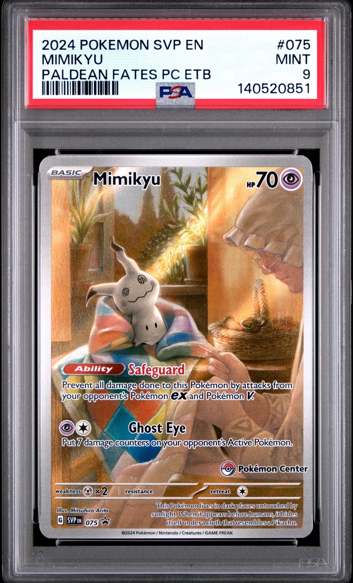 2024 Pokemon Svp En-Sv Black Star Promo Mimikyu #075 (Paldean Fates Pc Etb) Mint 9 front