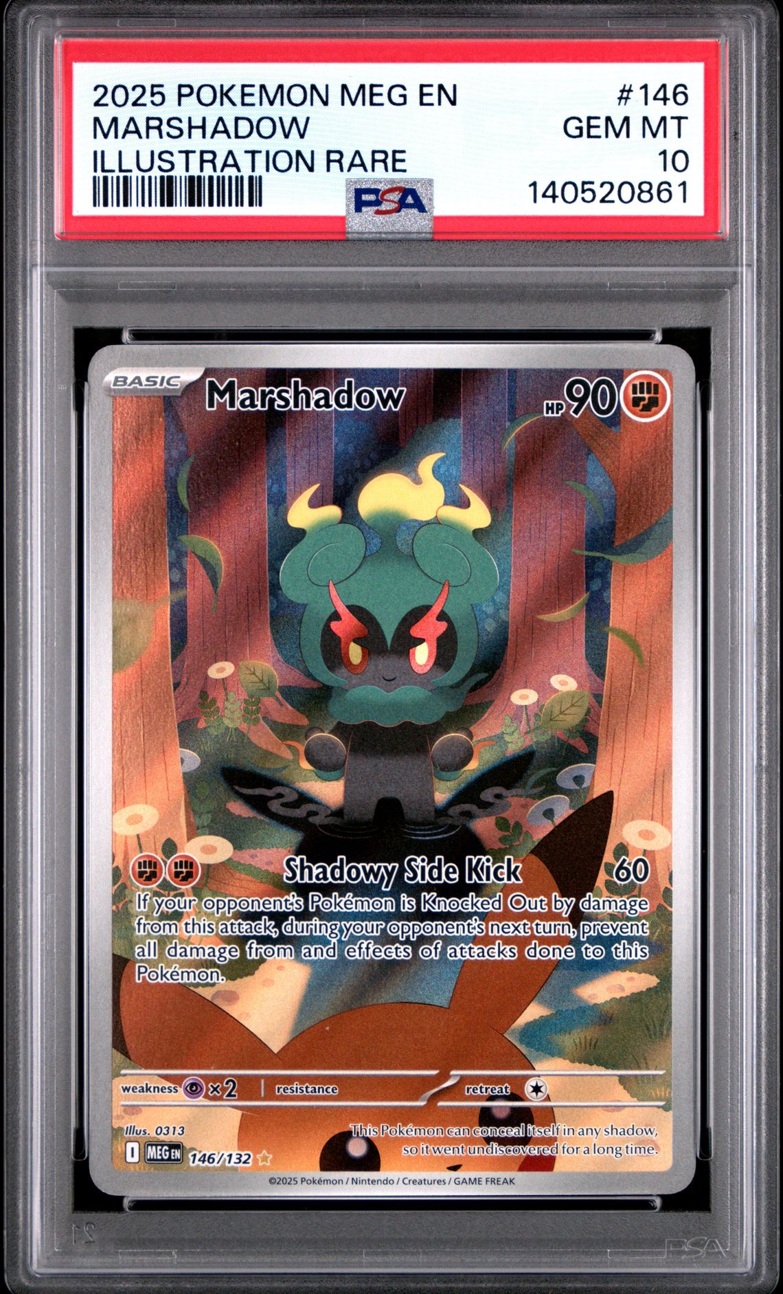 2025 Pokemon Meg En-Mega Evolution Marshadow #146 (Illustration Rare) Gem Mt 10 front