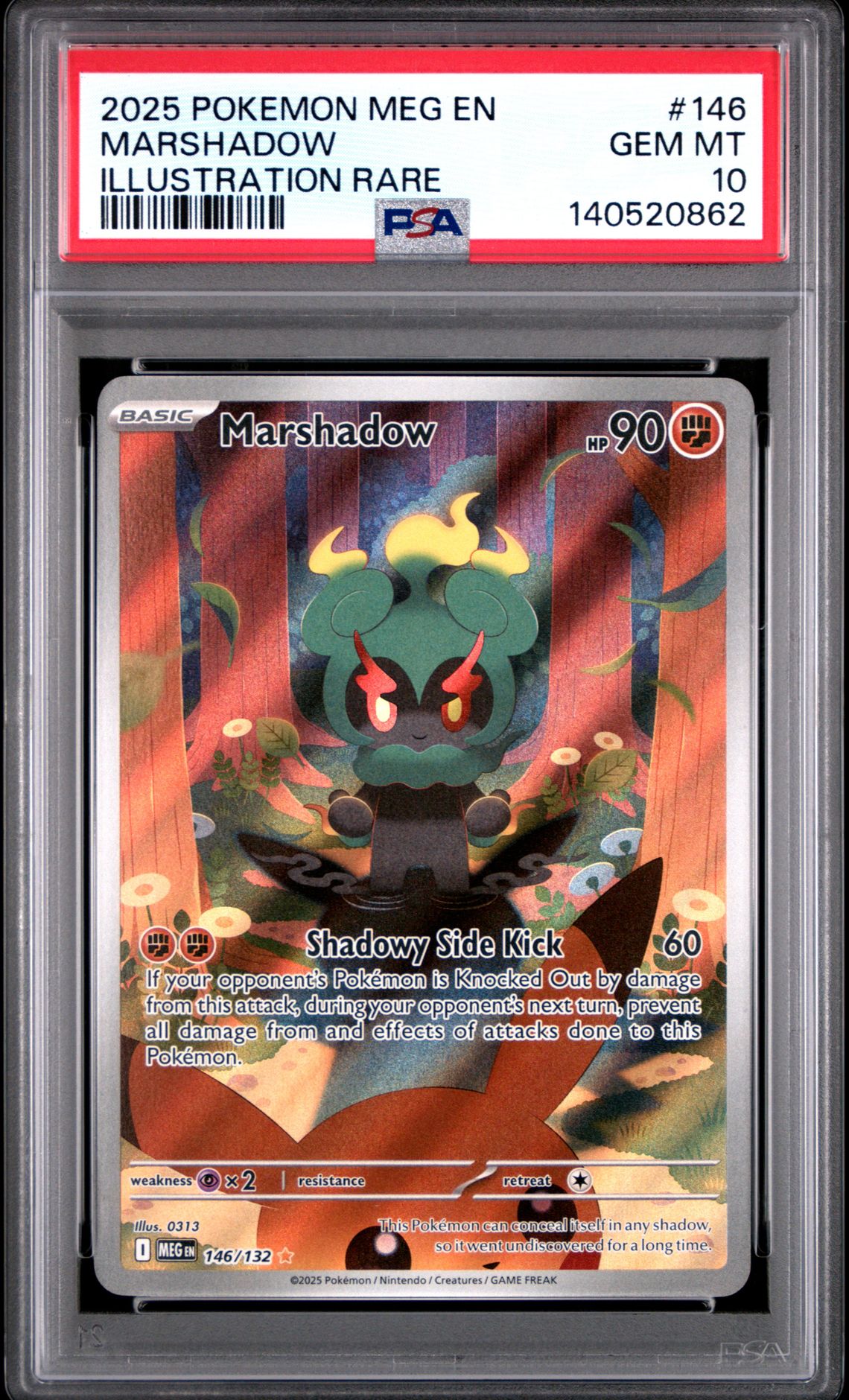 2025 Pokemon Meg En-Mega Evolution Marshadow #146 (Illustration Rare) Gem Mt 10 front