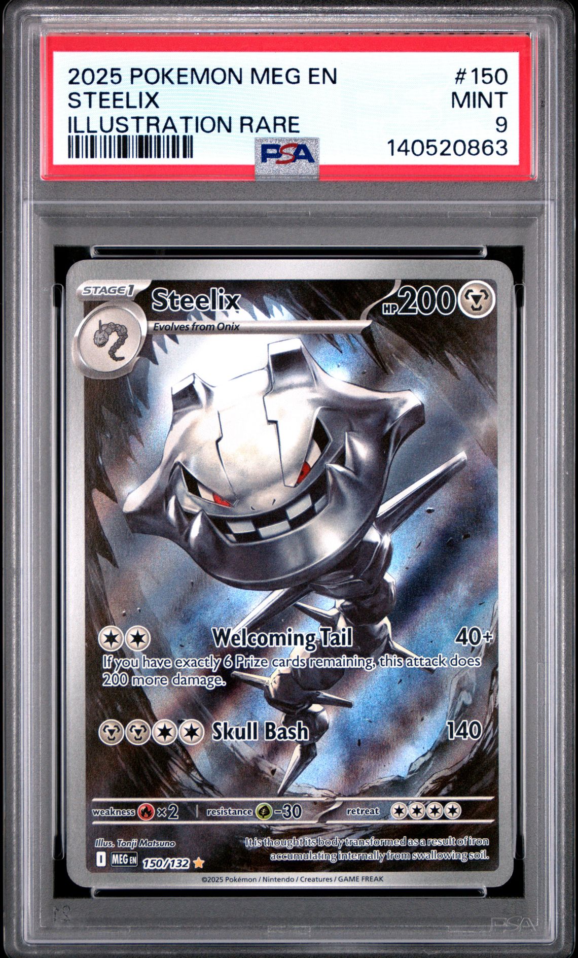 2025 Pokemon Meg En-Mega Evolution Steelix #150 (Illustration Rare) Mint 9 front