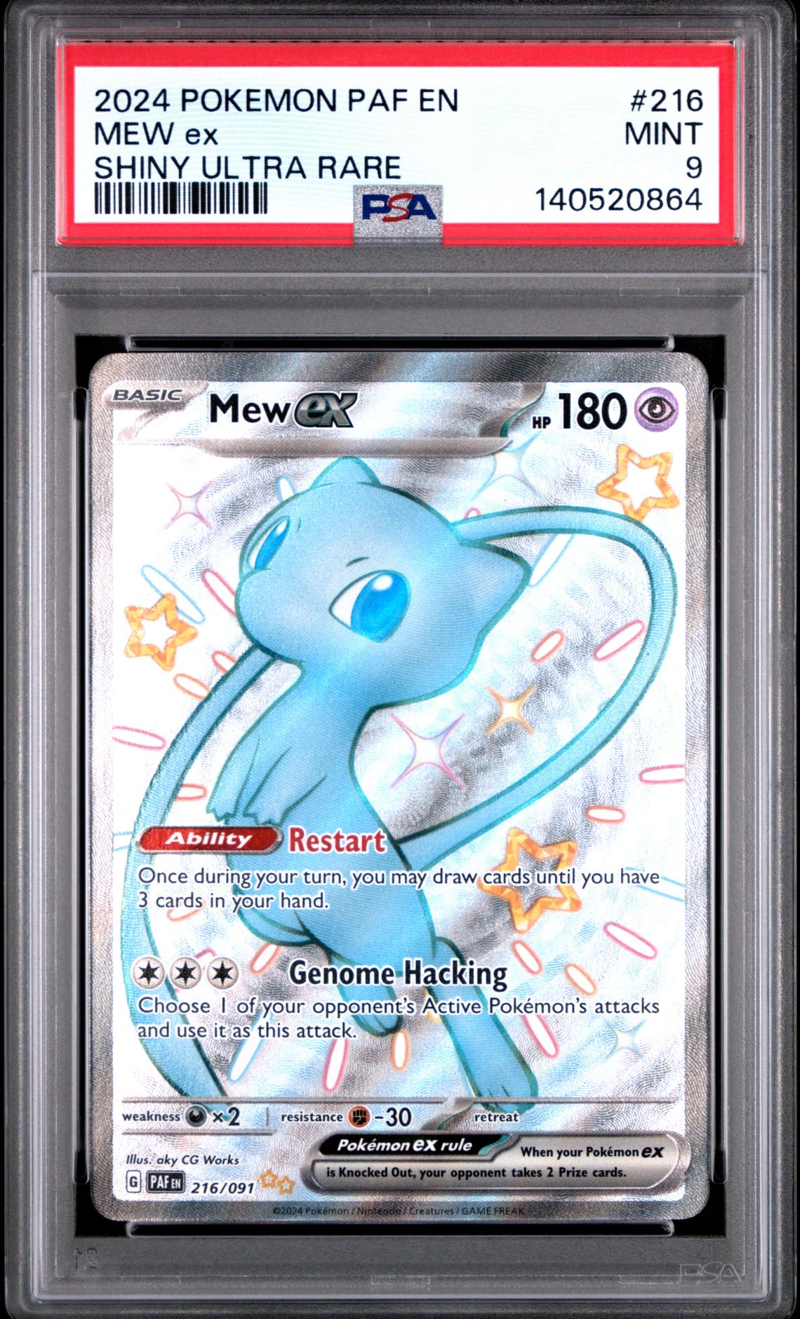 2024 Pokemon Paf En-Paldean Fates Mew Ex #216 (Shiny Ultra Rare) Mint 9 front