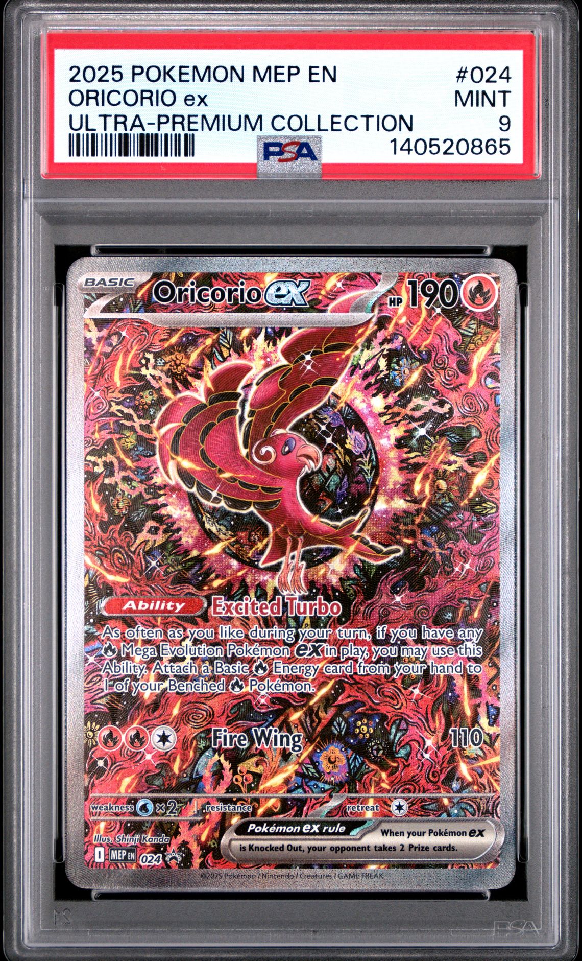 2025 Pokemon Mep En-Me Black Star Promo Oricorio Ex #024 (Ultra-Premium Collection) Mint 9 front