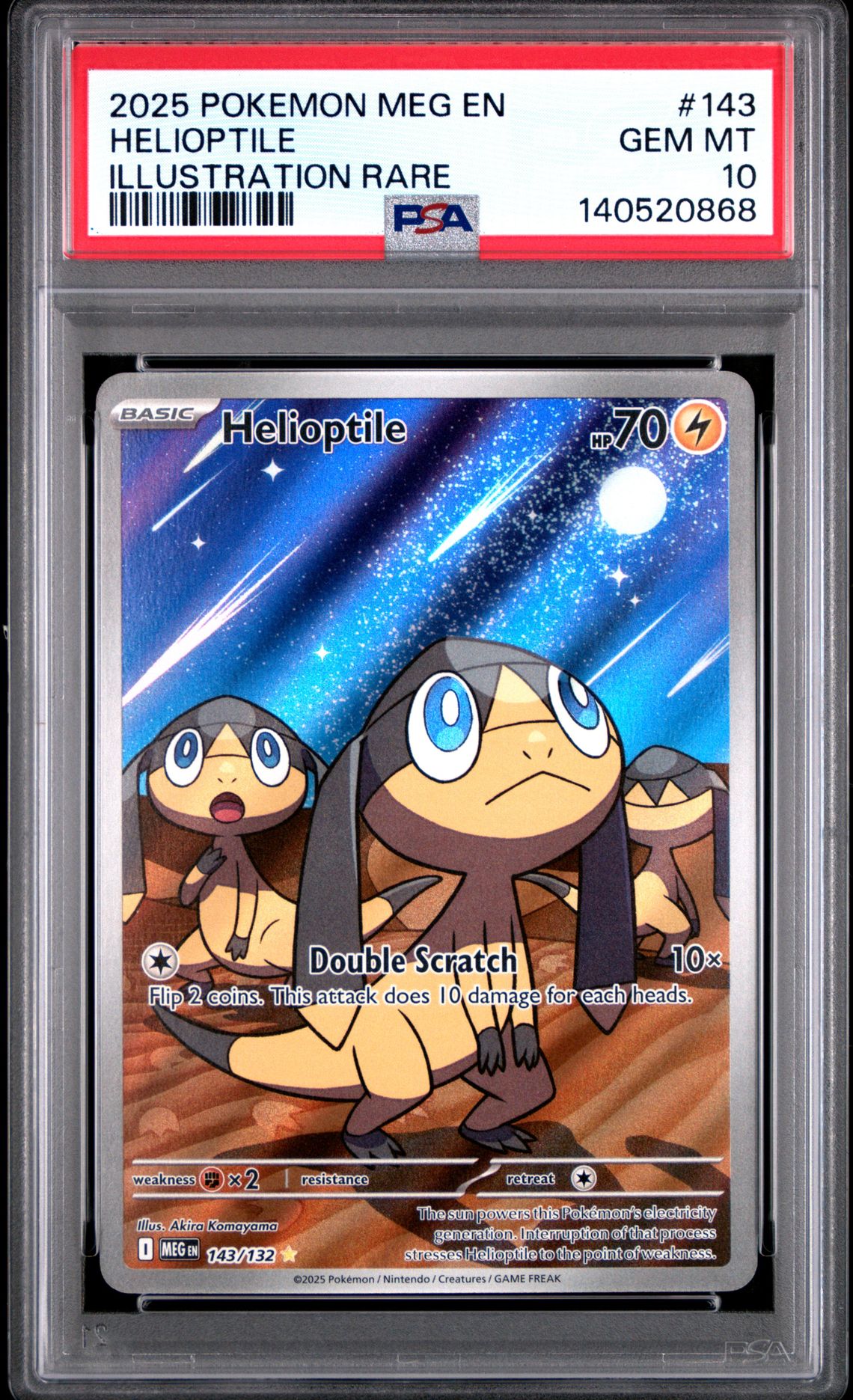 2025 Pokemon Meg En-Mega Evolution Helioptile #143 (Illustration Rare) Gem Mt 10 front