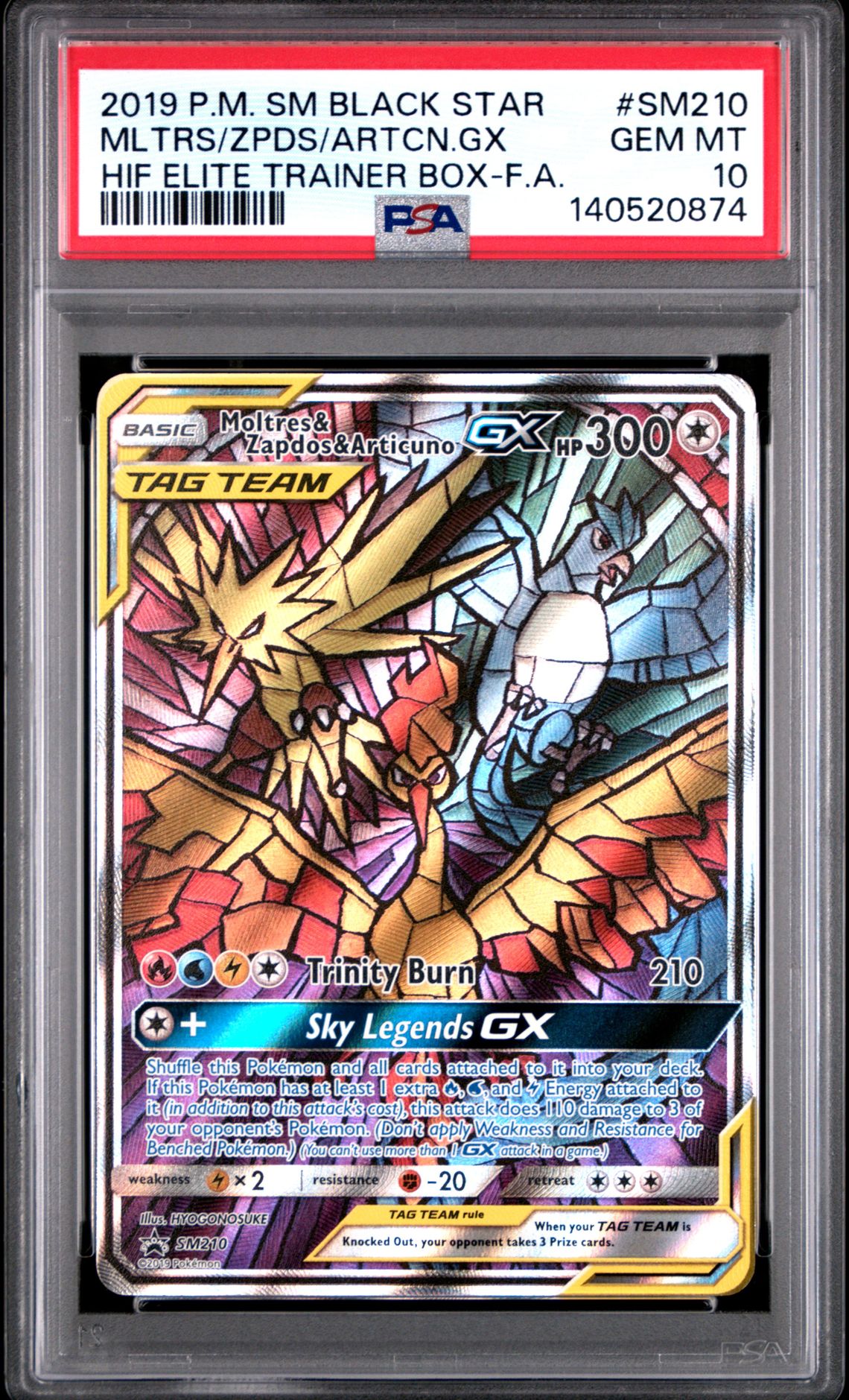 2019 Pokemon Sm Black Star Promo Mltrs/Zpds/Artcn.gx #Sm210 (Hif Elite Trainer Box-F.a.) Gem Mt 10 front