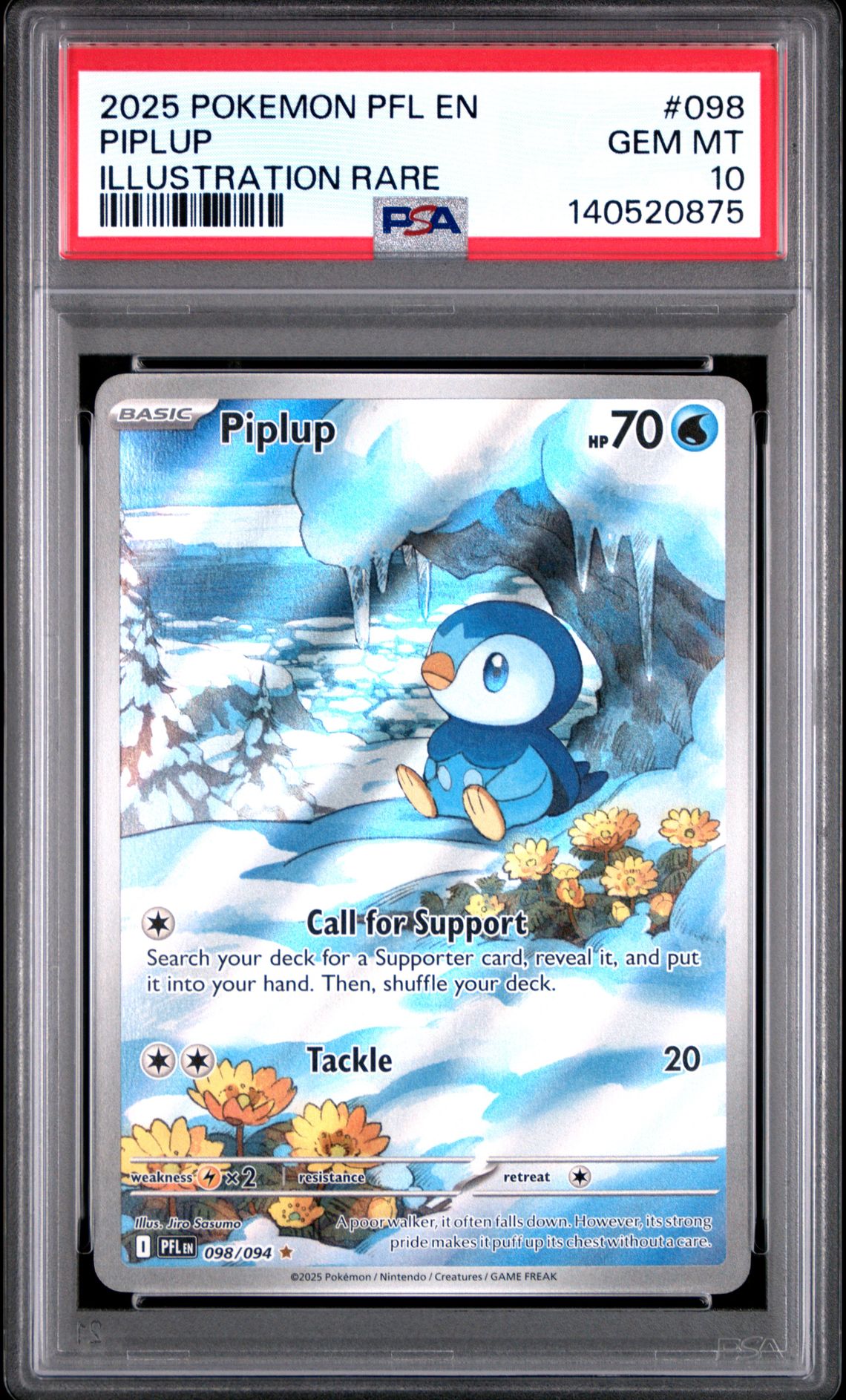 2025 Pokemon Pfl En-Phantasmal Flames Piplup #098 (Illustration Rare) Gem Mt 10 front