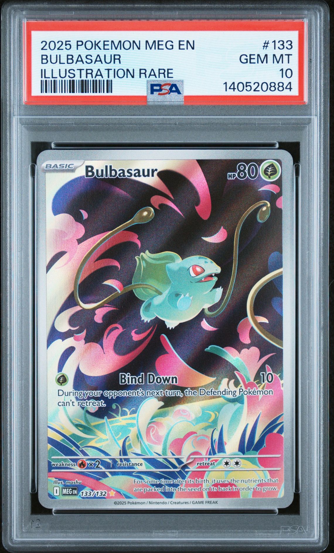 2025 Pokemon Meg En-Mega Evolution Bulbasaur #133 (Illustration Rare) Gem Mt 10 front