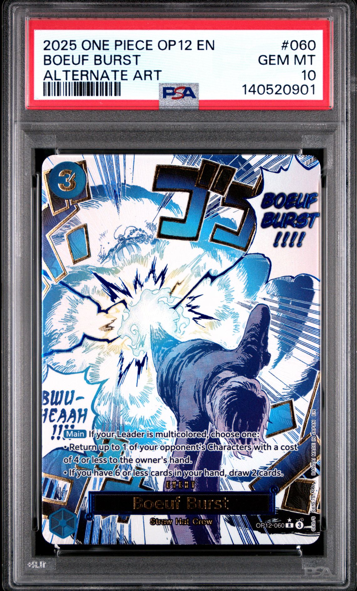 2025 One Piece Op12-Legacy Of The Master Boeuf Burst #060 (Alternate Art) Gem Mt 10 front