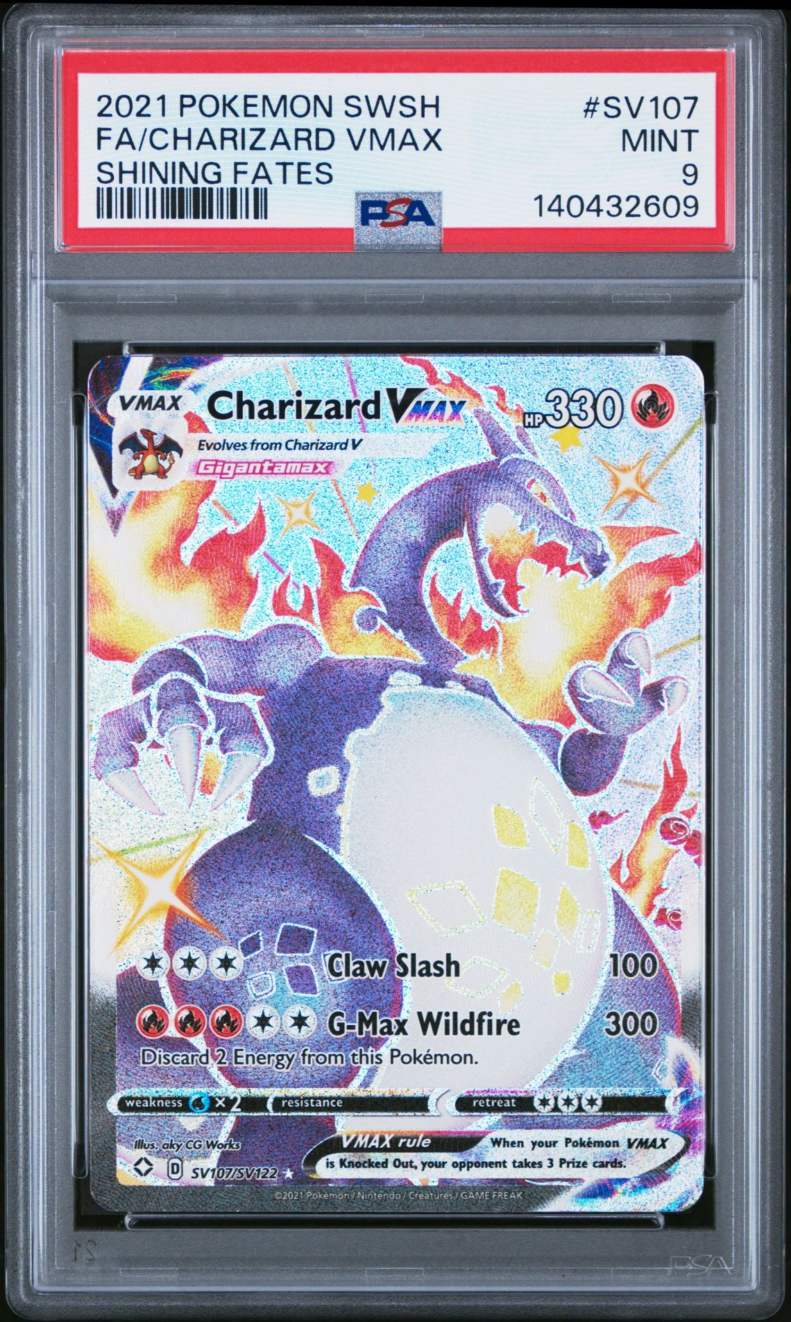 2021 Pokemon Sword & Shield Shining Fates Fa/Charizard Vmax #Sv107 (Shining Fates) Mint 9 front