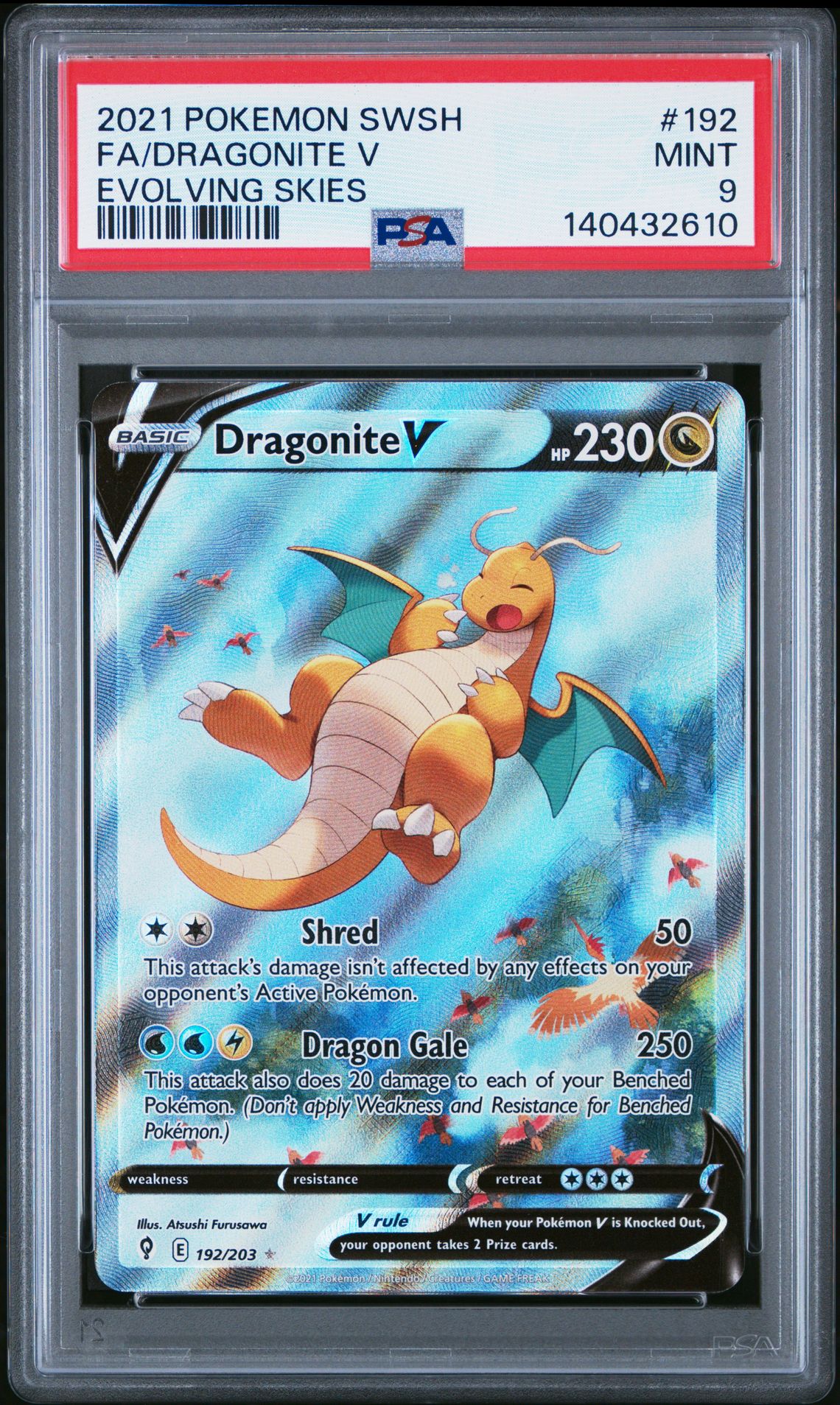 2021 Pokemon Sword & Shield Evolving Skies Fa/Dragonite V #192 (Evolving Skies) Mint 9 front