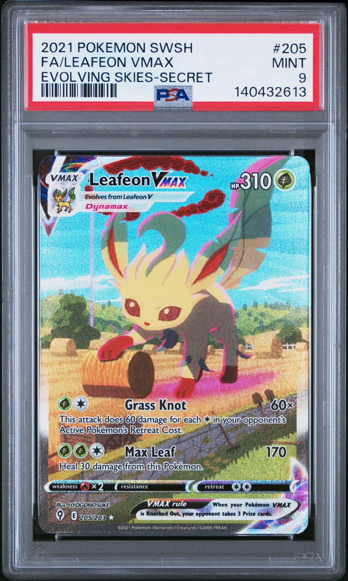 2021 Pokemon Sword & Shield Evolving Skies Fa/Leafeon Vmax #205 (Evolving Skies-Secret) Mint 9 front