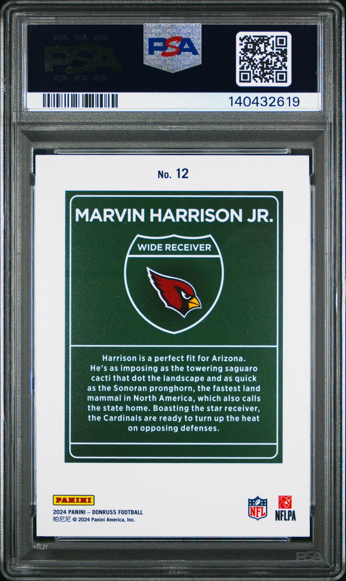 2024 Panini Donruss Downtown! Marvin Harrison Jr. #12 Mint 9 back