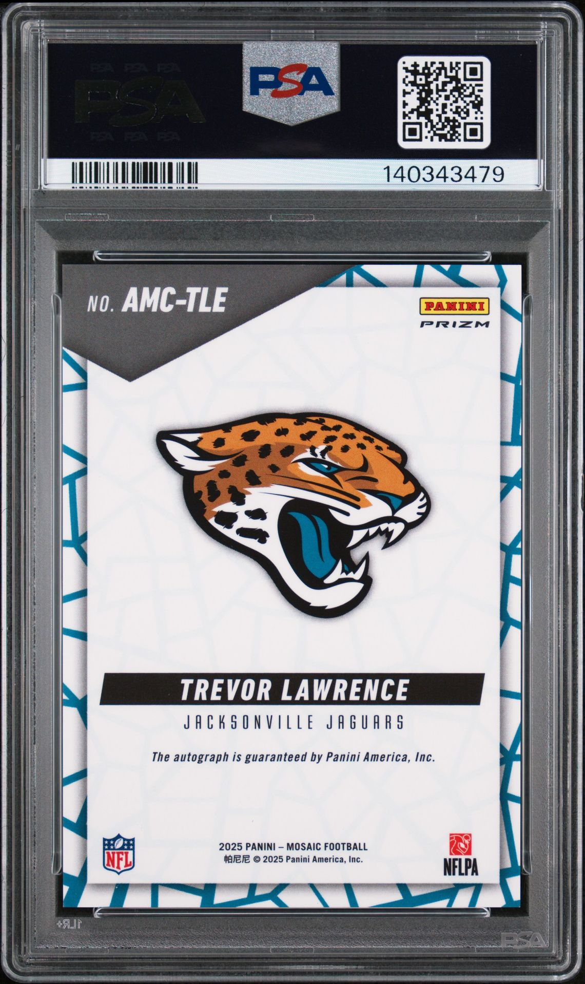 2025 Panini Mosaic Autographs Mosaic Trevor Lawrence #Amc-Tle (Au Mosaic-Fusion R&Y Chc) Mint 9 back