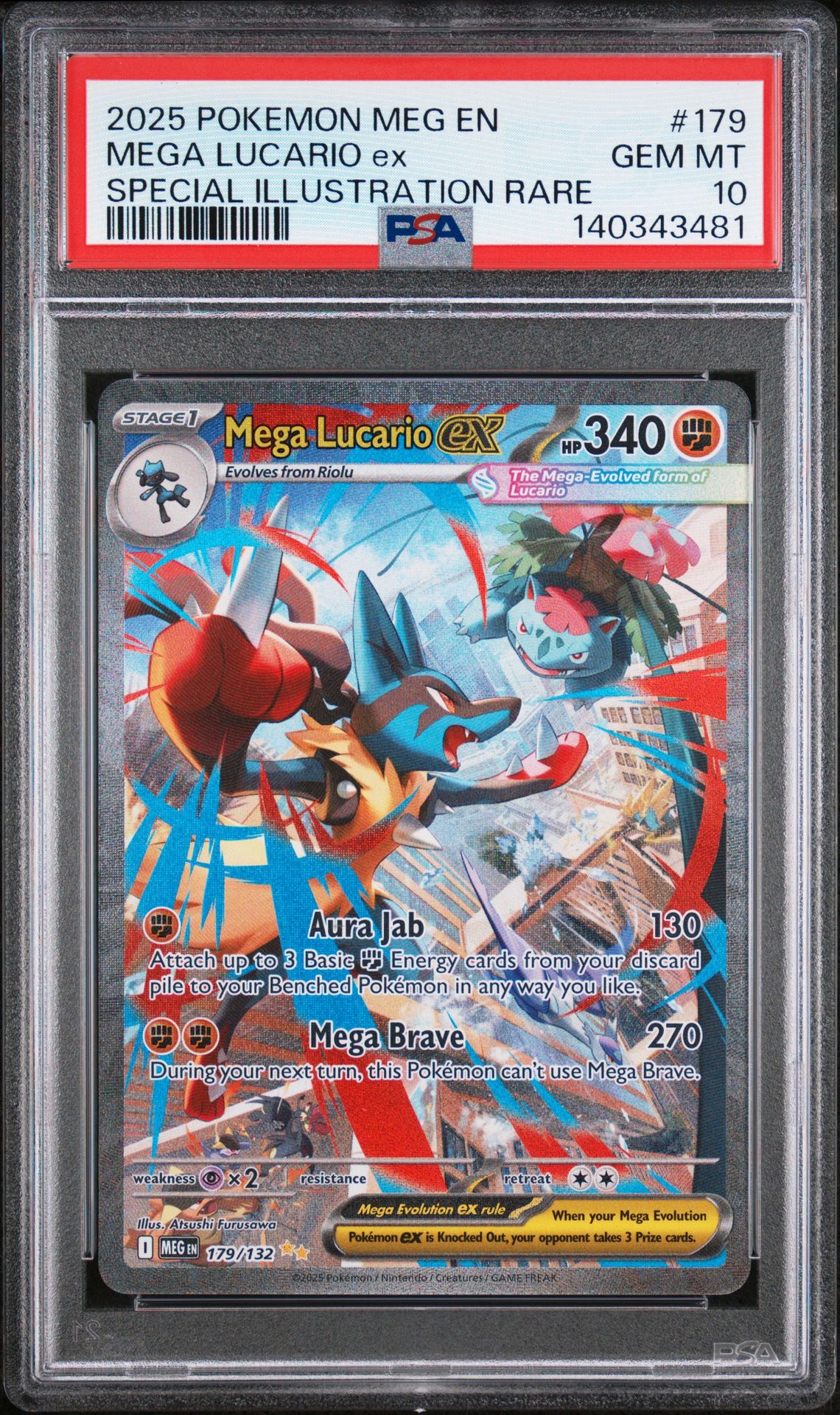 2025 Pokemon Meg En-Mega Evolution Mega Lucario Ex #179 (Special Illustration Rare) Gem Mt 10 front