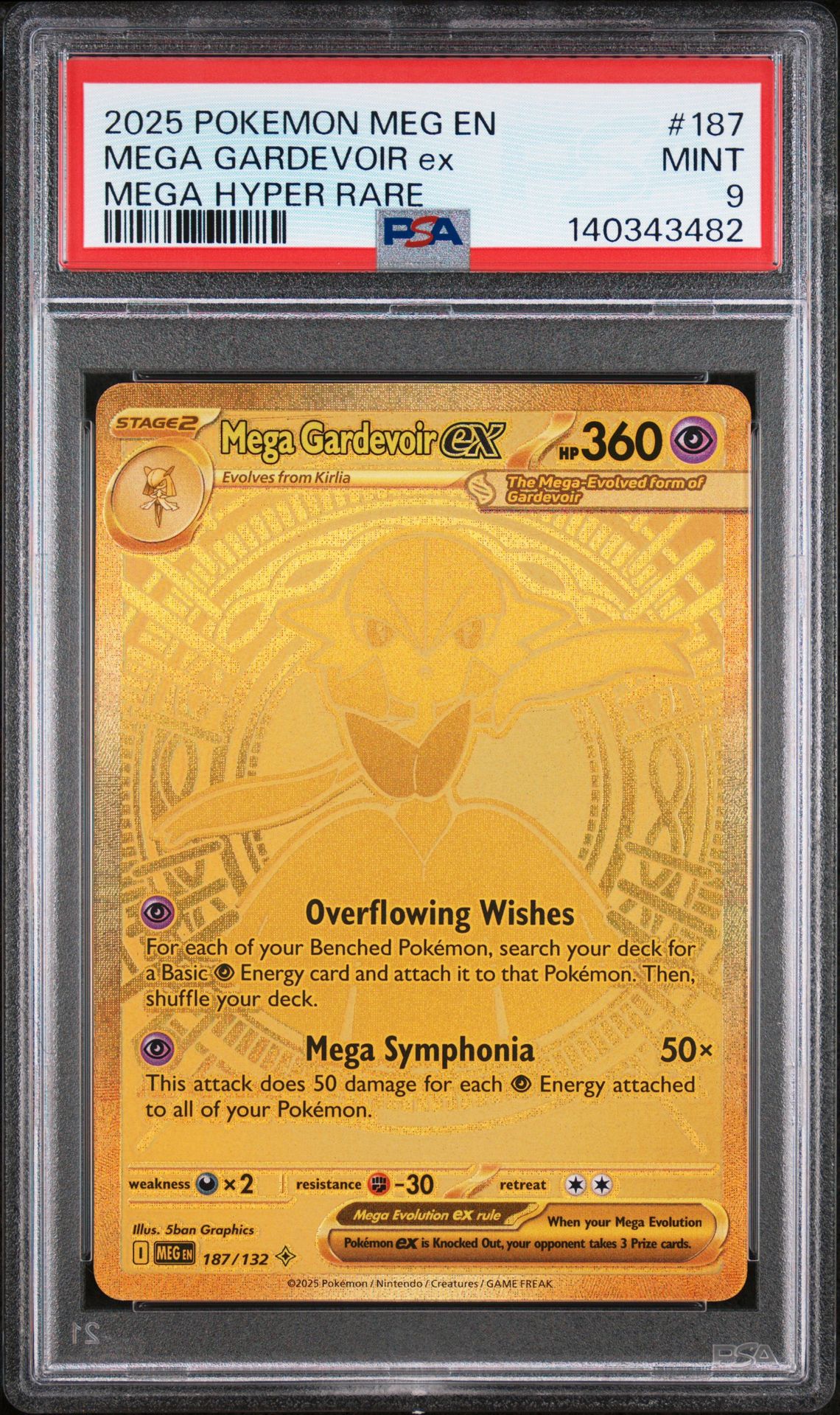 2025 Pokemon Meg En-Mega Evolution Mega Gardevoir Ex #187 (Mega Hyper Rare) Mint 9 front