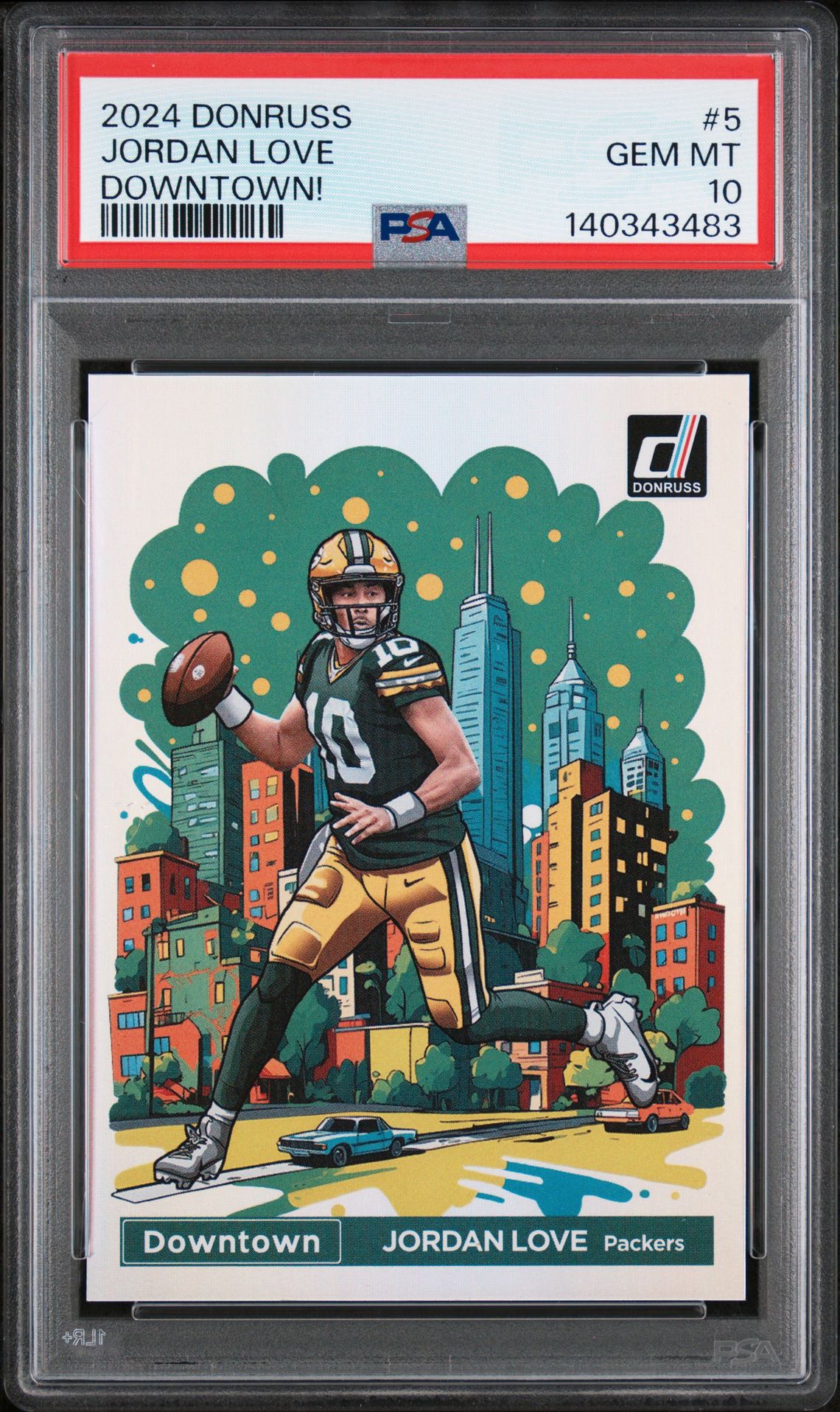 2024 Panini Donruss Downtown! Jordan Love #5 Gem Mt 10 front