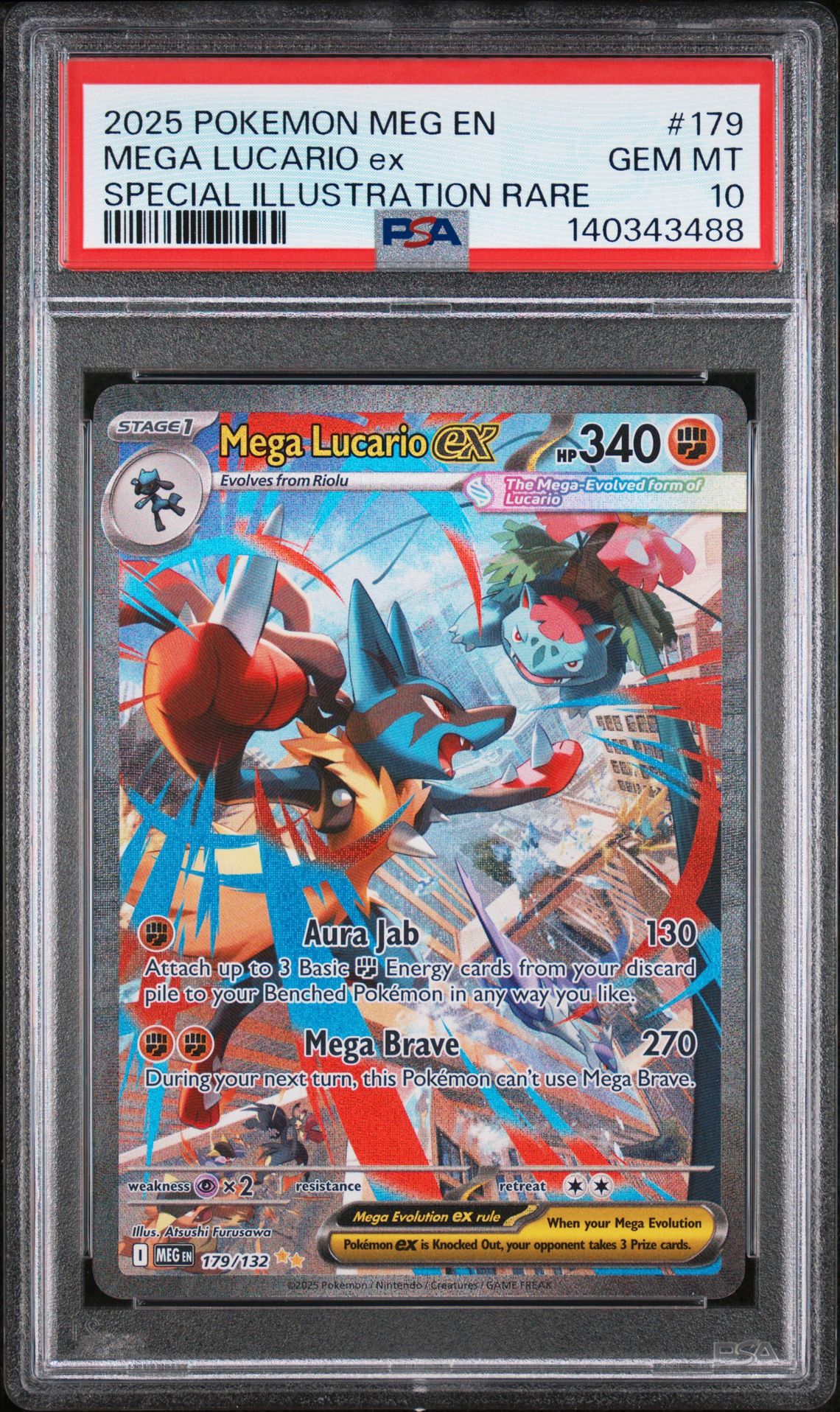2025 Pokemon Meg En-Mega Evolution Mega Lucario Ex #179 (Special Illustration Rare) Gem Mt 10 front