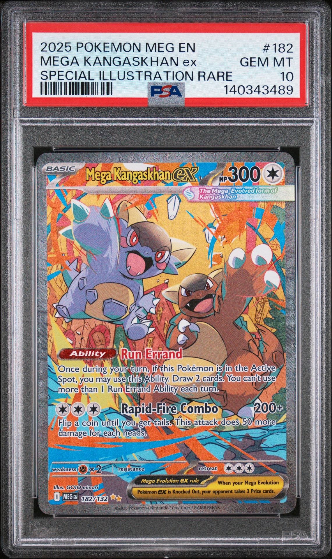 2025 Pokemon Meg En-Mega Evolution Mega Kangaskhan Ex #182 (Special Illustration Rare) Gem Mt 10 front