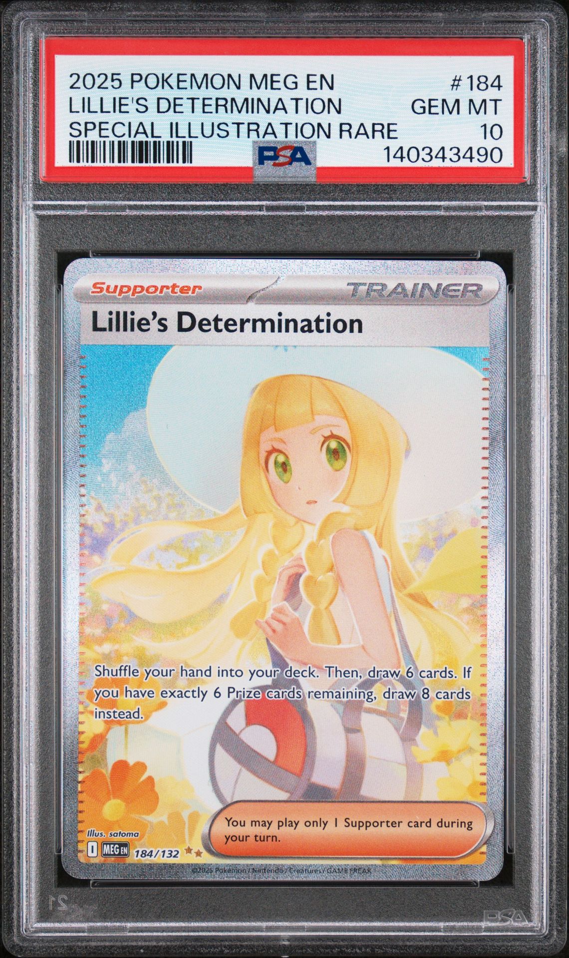 2025 Pokemon Meg En-Mega Evolution Lillie's Determination #184 (Special Illustration Rare) Gem Mt 10 front