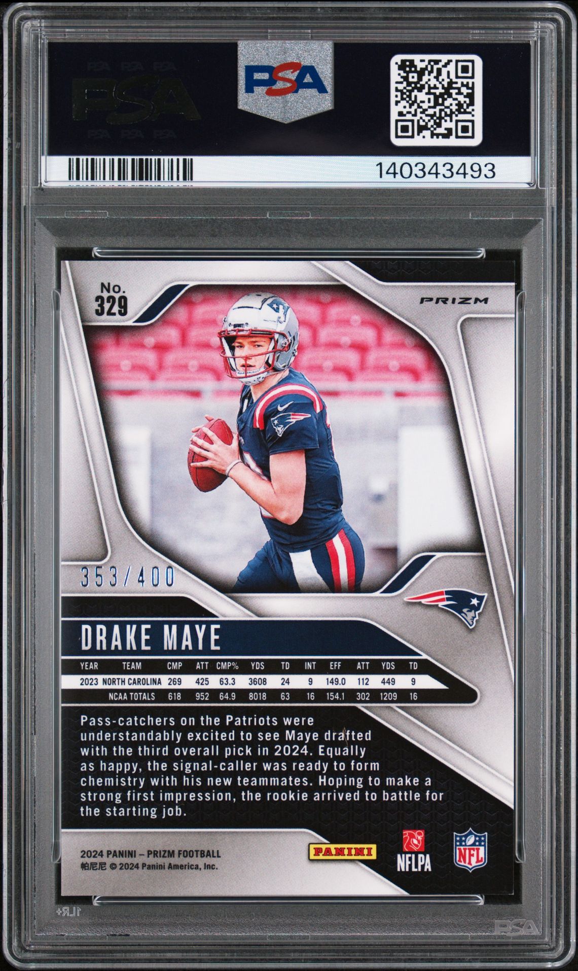 2024 Panini Prizm Drake Maye #329 (Pandora) Mint 9 back
