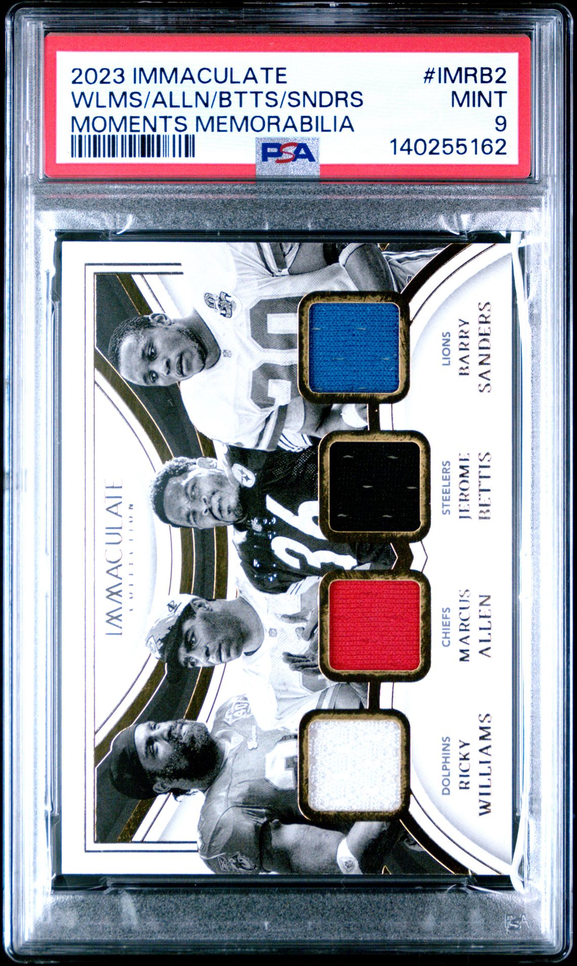 2023 Panini Immaculate Collection Immaculate Moments Memorabilia Wlms/Alln/Btts/Sndrs #Imrb2 Mint 9 front