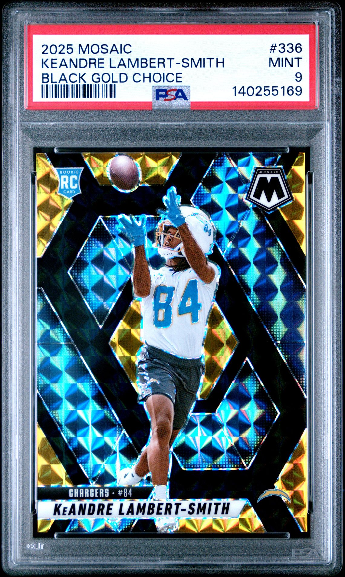 2025 Panini Mosaic Keandre Lambert-Smith #336 (Black Gold Choice) Mint 9 front