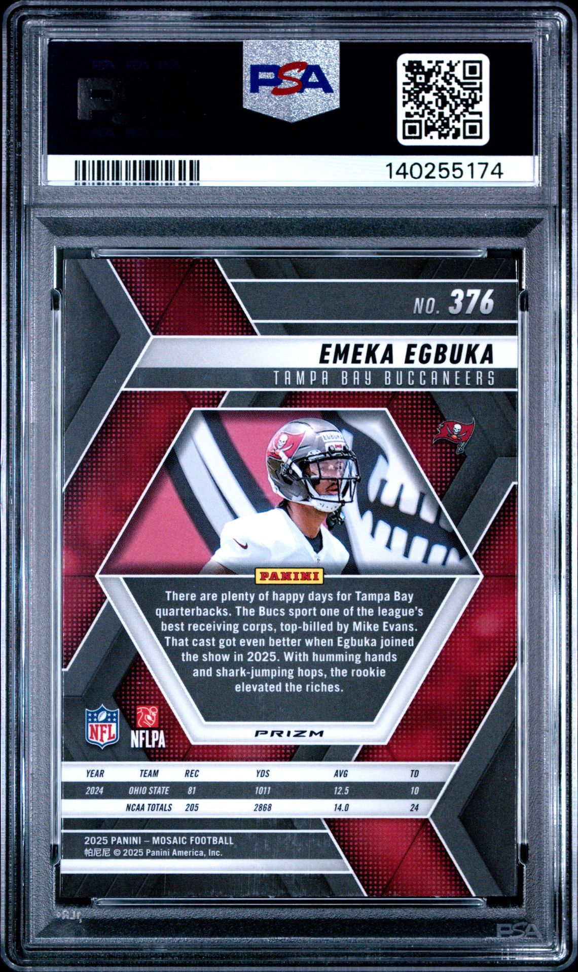 2025 Panini Mosaic Emeka Egbuka #376 (Silver) Mint 9 back