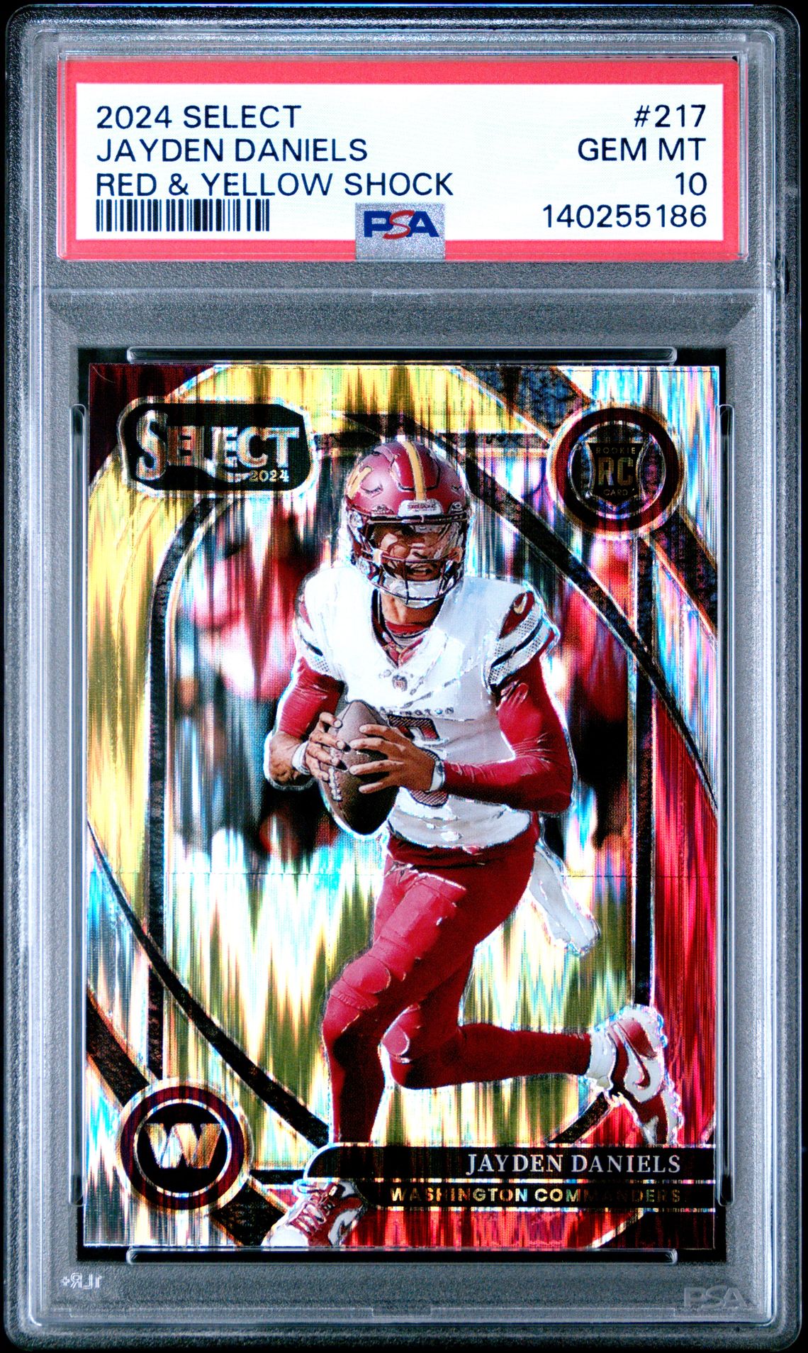 2024 Panini Select Jayden Daniels #217 (Red & Yellow Shock) Gem Mt 10 front